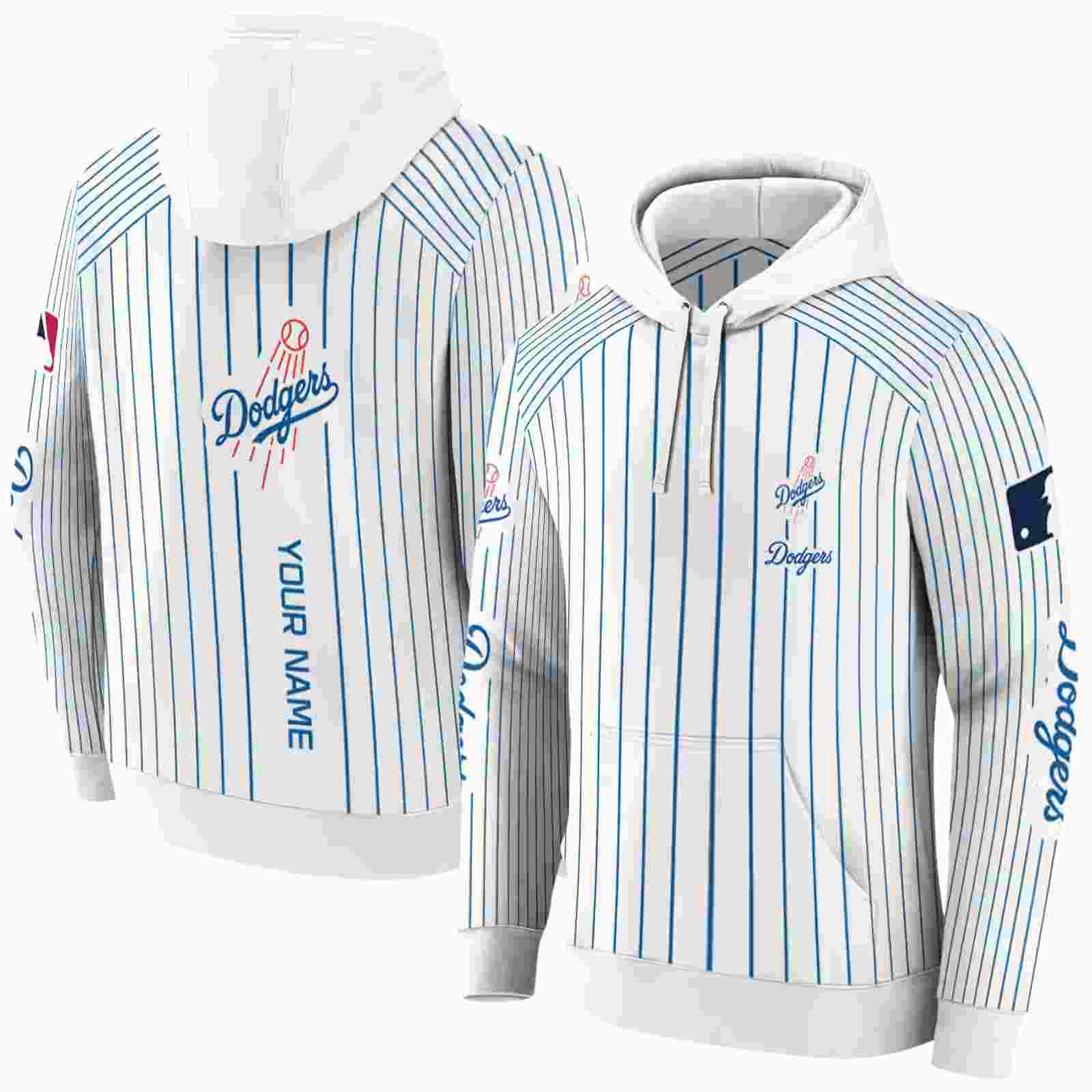 personalized los angeles dodgers pinstripe pattern blue white hoodie fashion forward