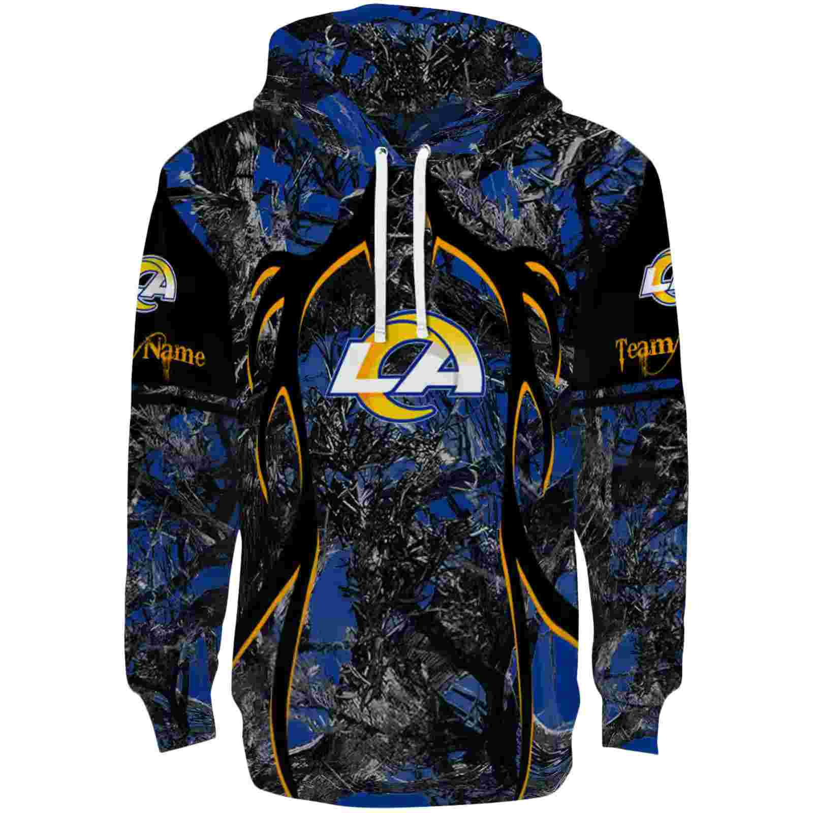 Personalized Los Angeles Rams Hunting Theme Blue Black Hoodie