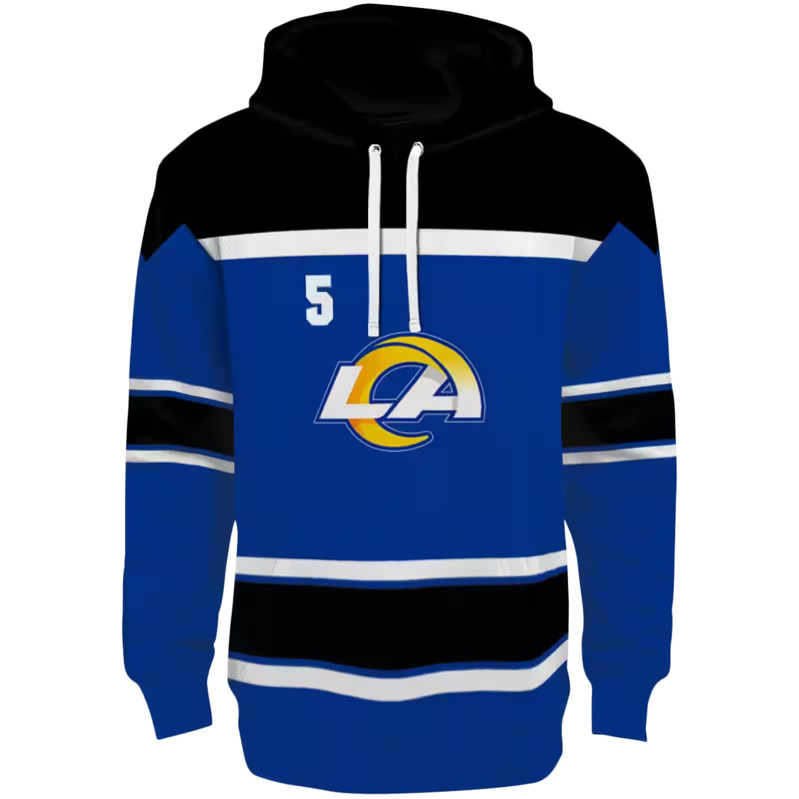 Personalized Los Angeles Rams Striped Pattern Blue Hoodie