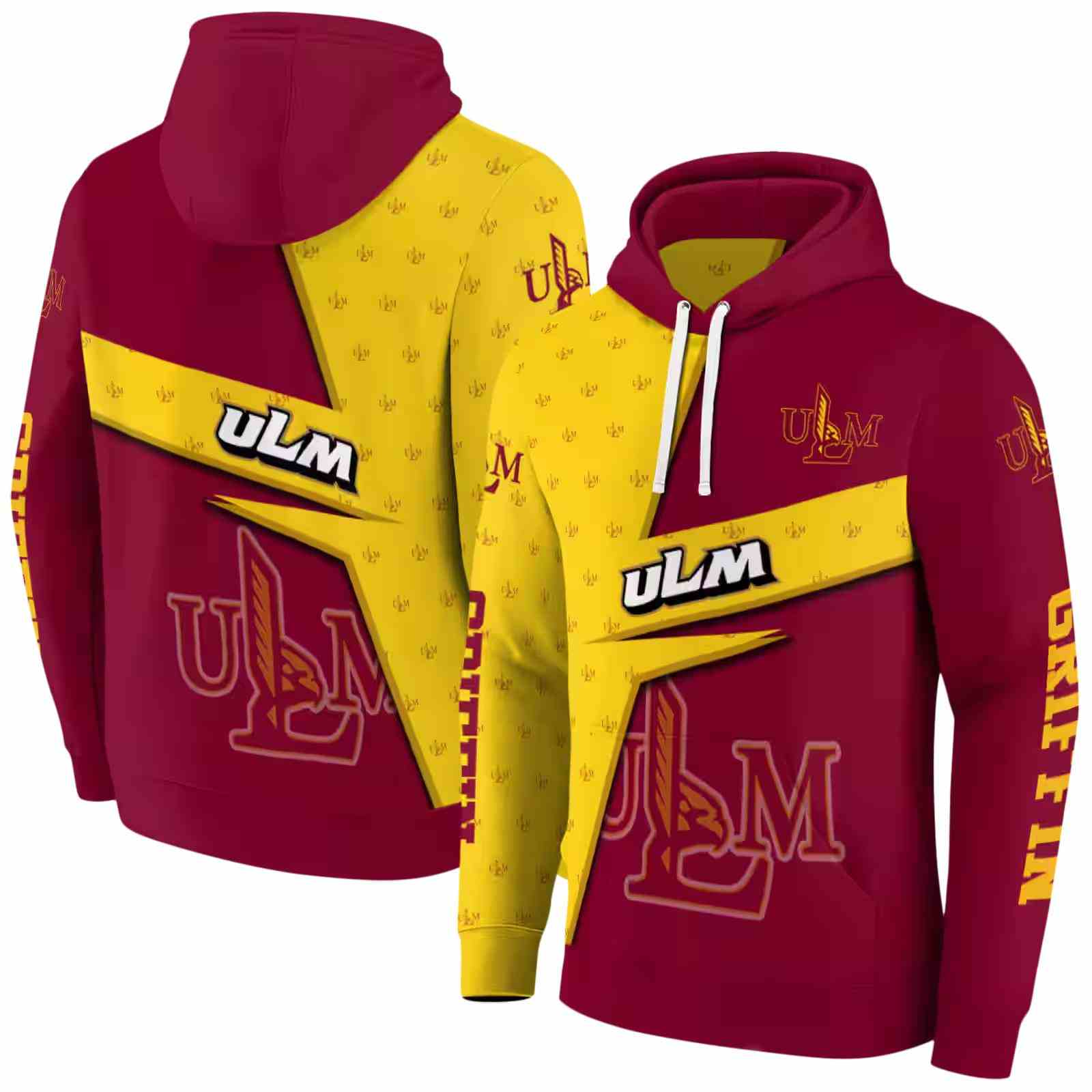 personalized louisiana monroe warhawks abstract shape red hoodie fashion forward