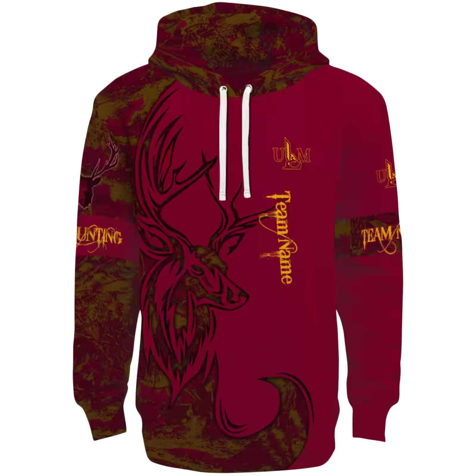 Personalized Louisiana-Monroe Warhawks Deer Silhouette Red Hoodie