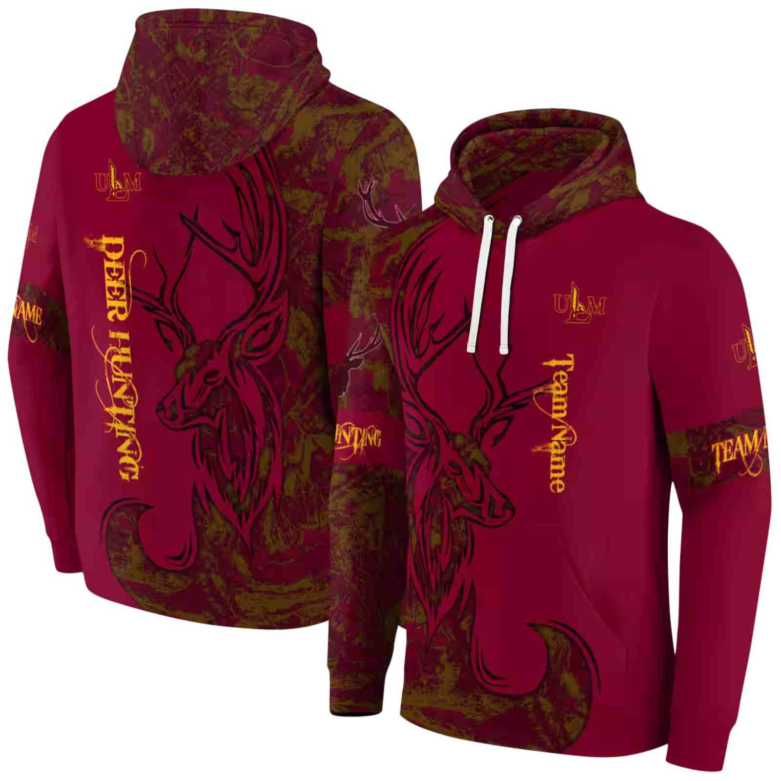 personalized louisiana monroe warhawks deer silhouette red hoodie fashion forward