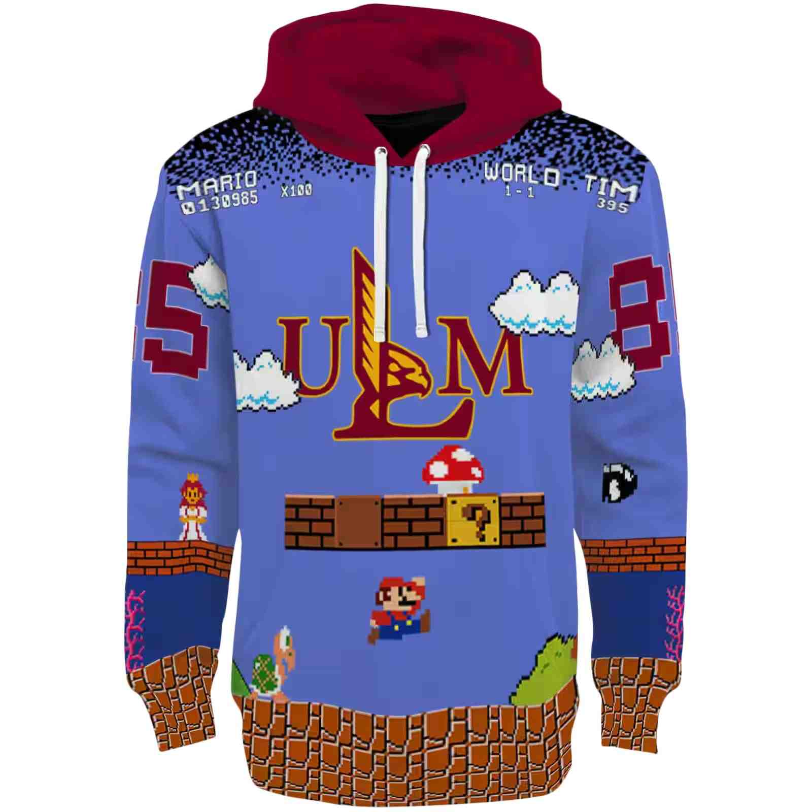 Personalized Louisiana-Monroe Warhawks Mario Blue Black Hoodie