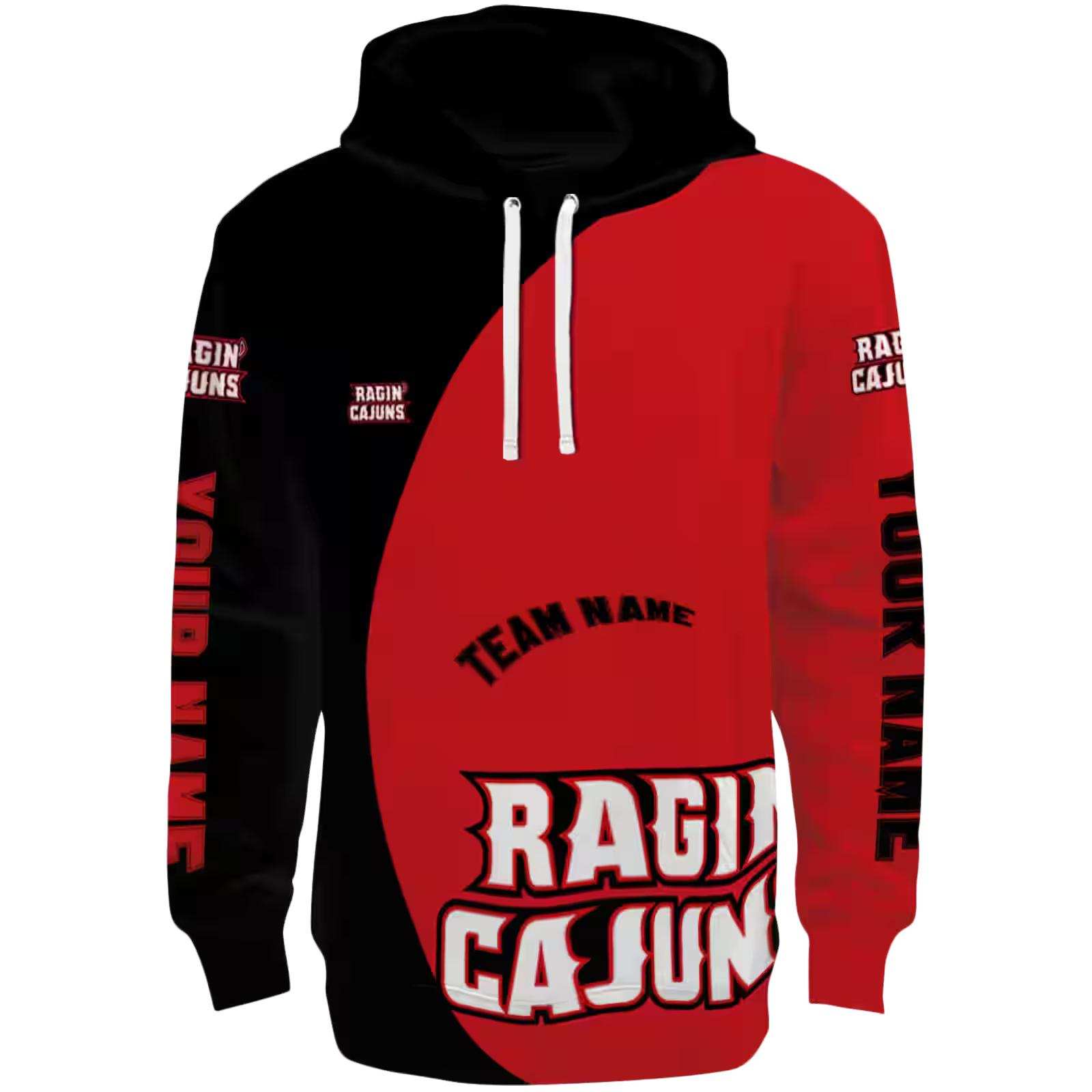 Personalized Louisiana Ragin’ Cajuns Minimalist Design Red Black Hoodie
