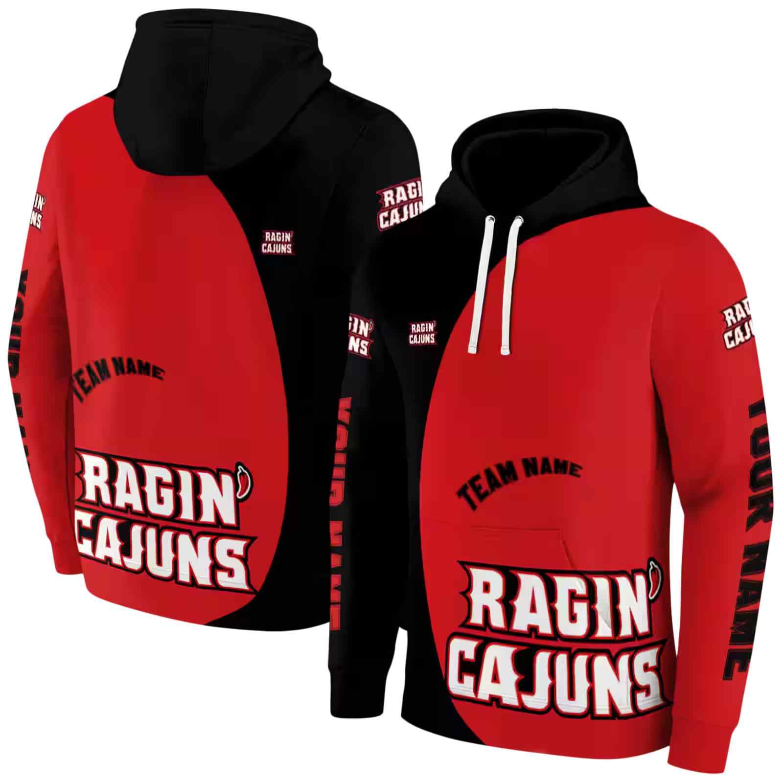 personalized louisiana ragin cajuns minimalist design red black hoodie fashion forward