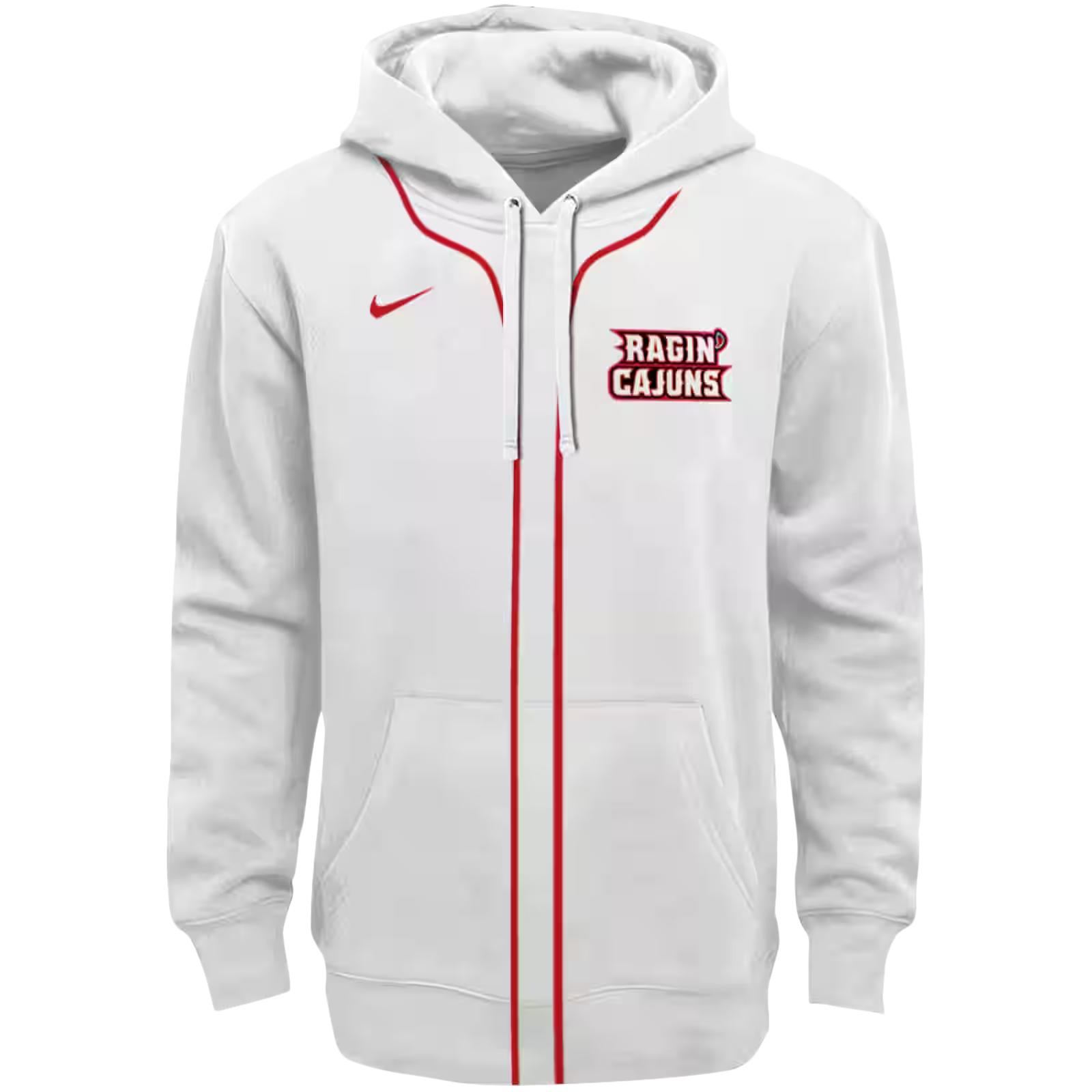 Personalized Louisiana Ragin’ Cajuns Sporty Stripe White Hoodie