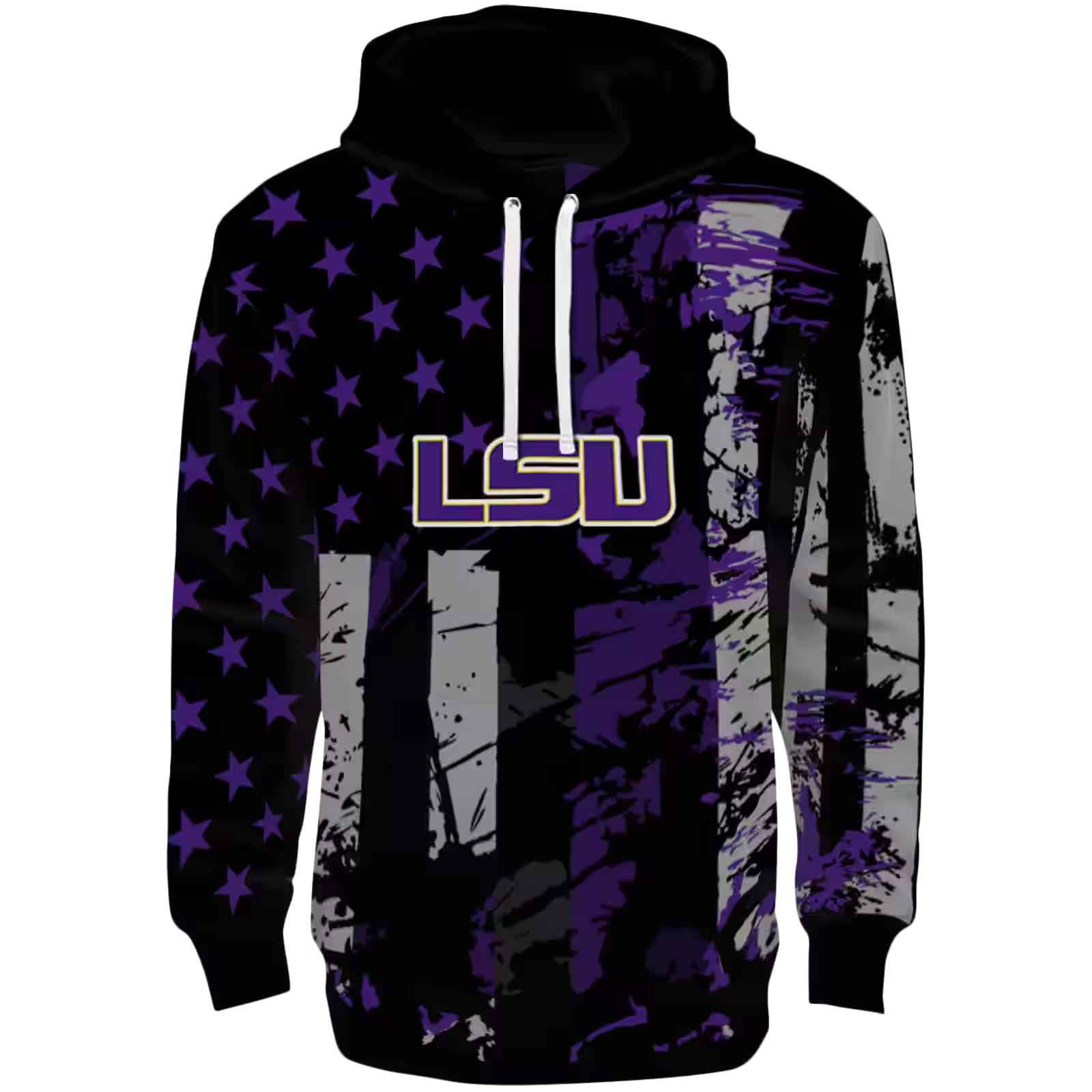 Personalized LSU Tigers Distressed Flag Purple Black Hoodie