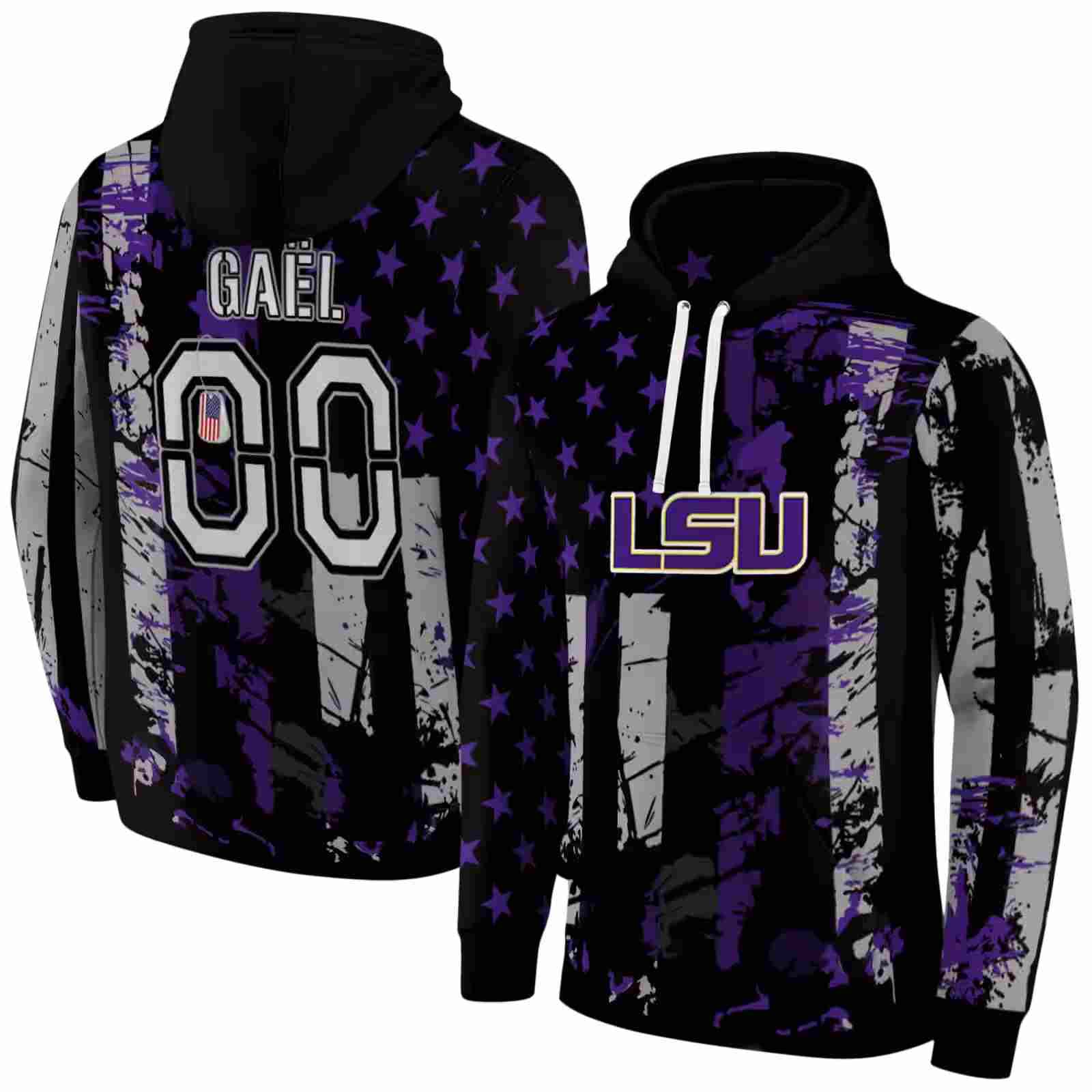 personalized lsu tigers distressed flag purple black hoodie fashion forward