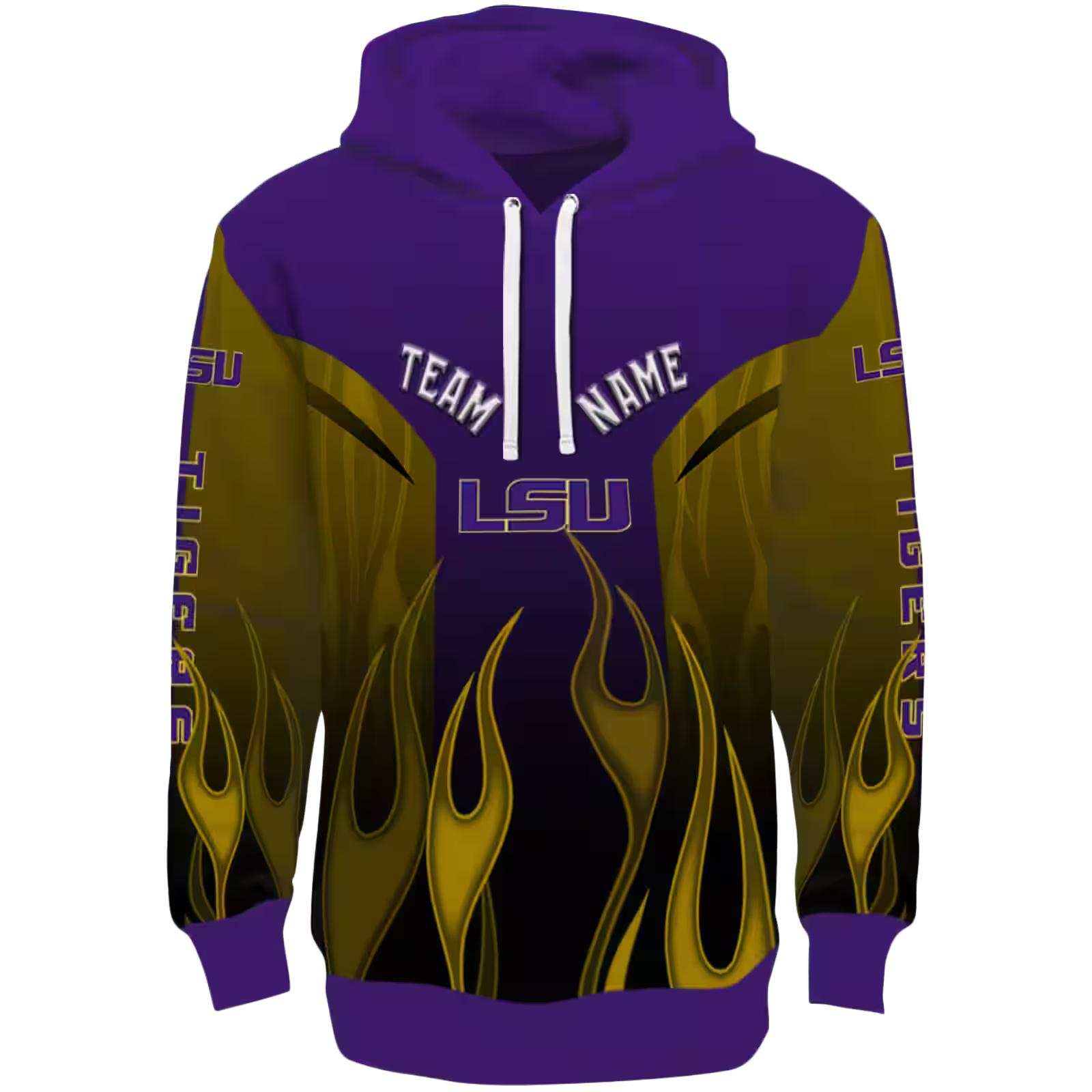 Personalized LSU Tigers Flame Design Purple Hoodie