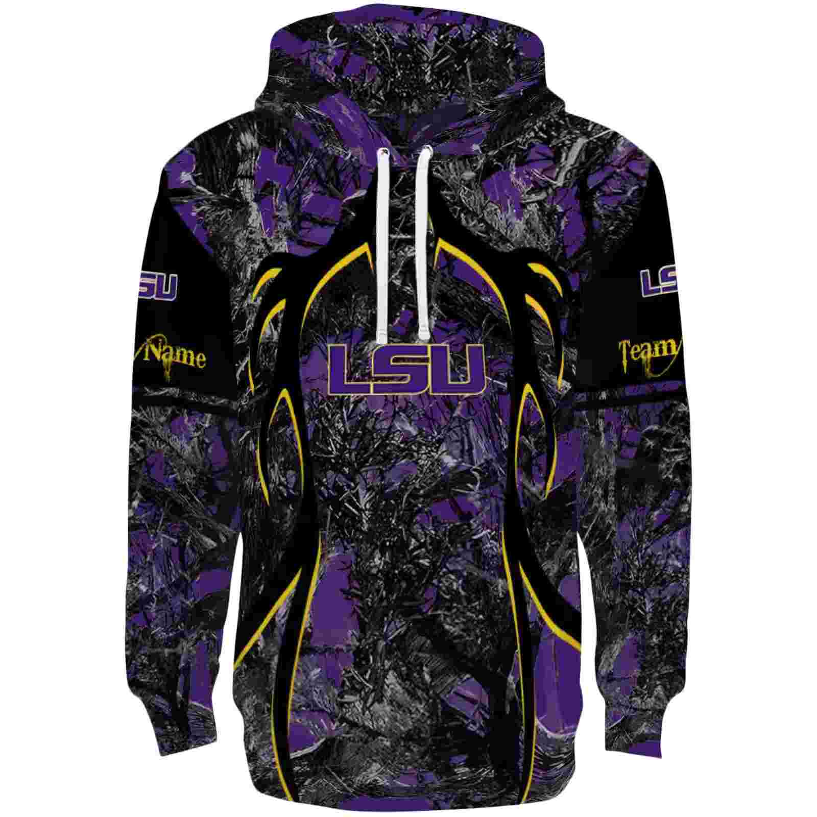 Personalized LSU Tigers Hunting Theme Purple Black Hoodie