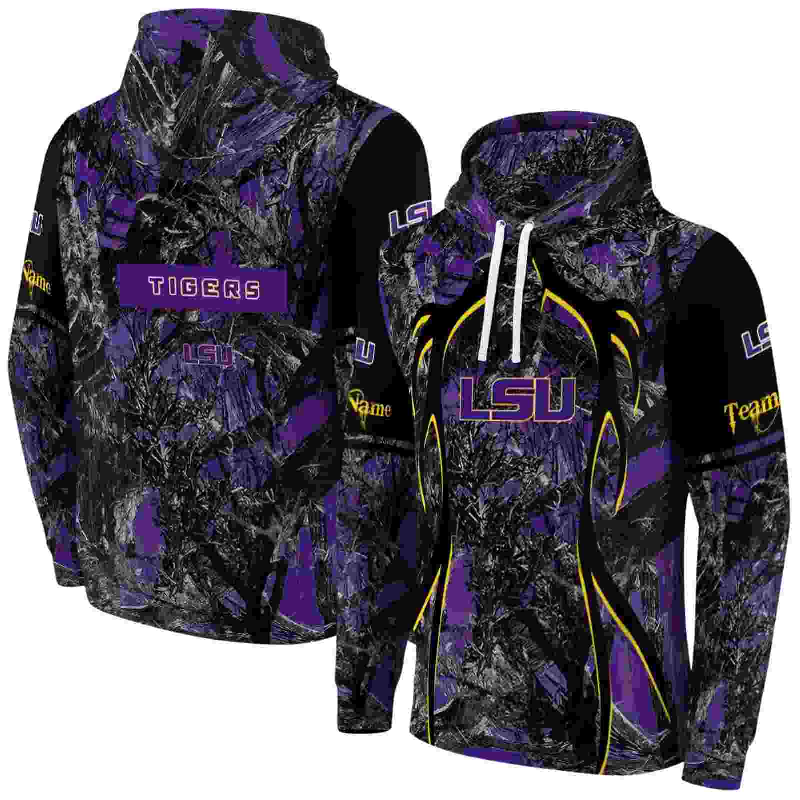 personalized lsu tigers hunting theme purple black hoodie fashion forward