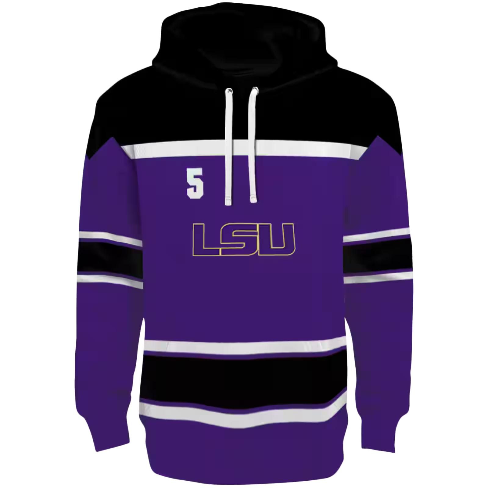 Personalized LSU Tigers Striped Pattern Purple Hoodie