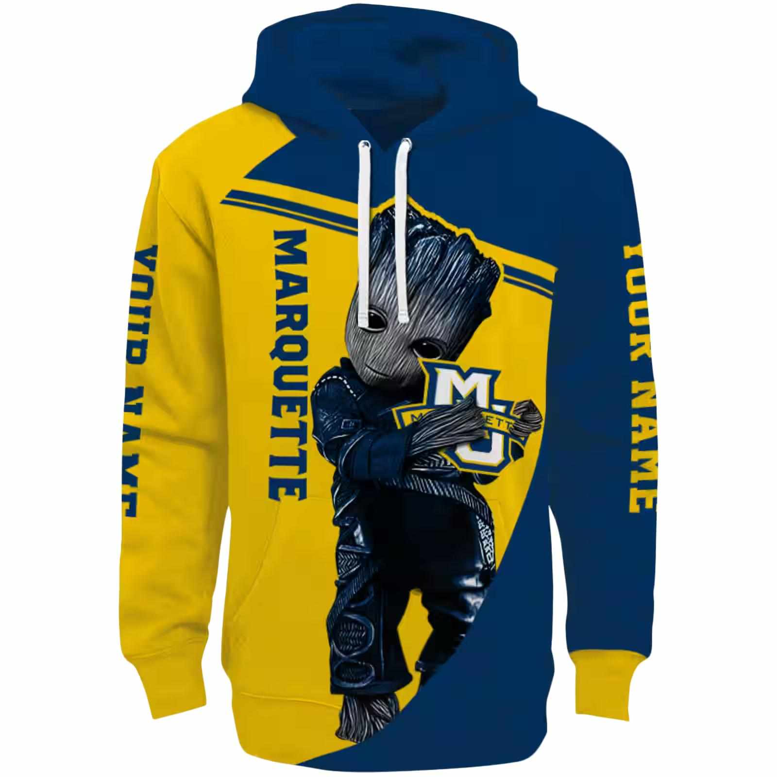 Personalized Marquette Golden Eagles Groot Blue Hoodie