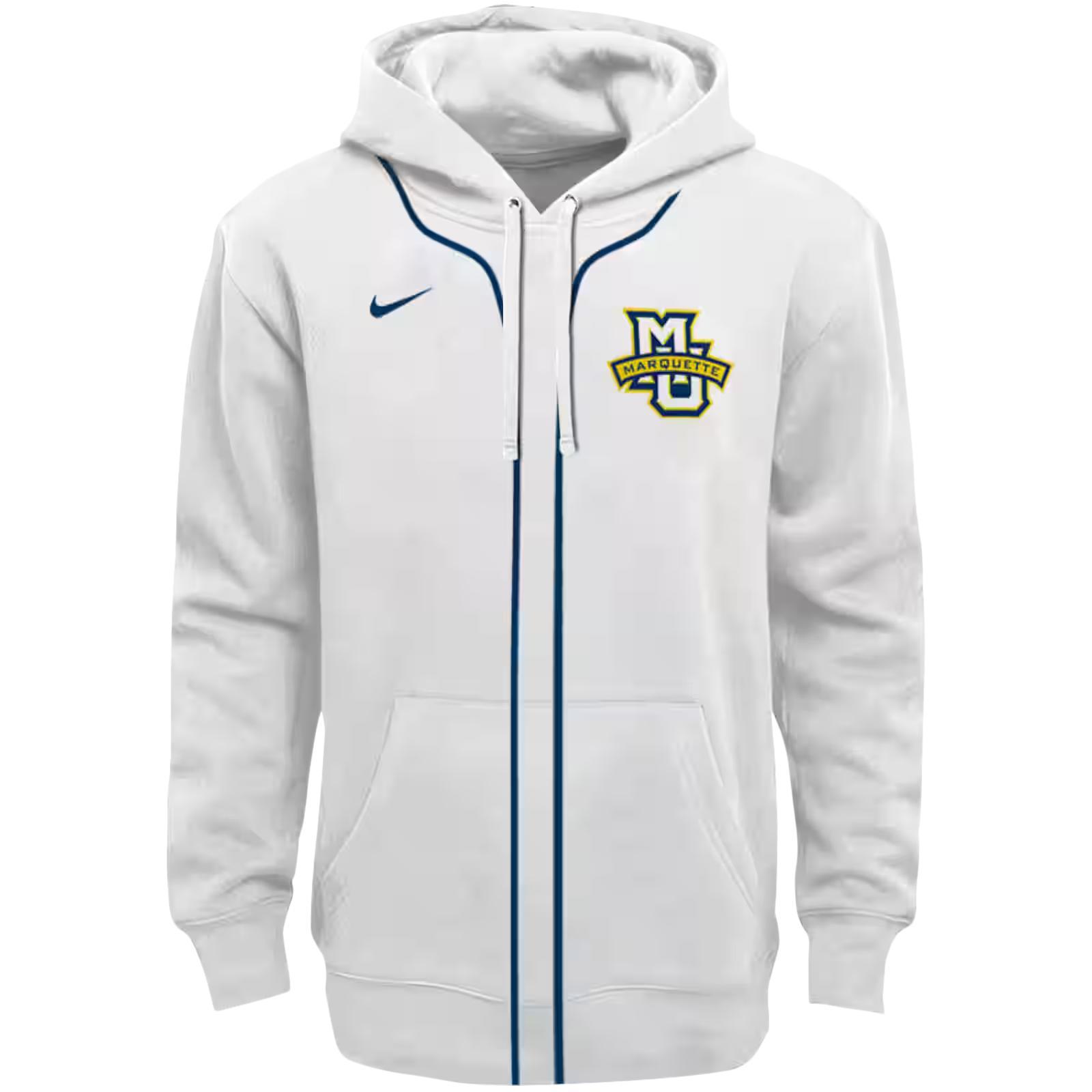 Personalized Marquette Golden Eagles Sporty Stripe White Hoodie