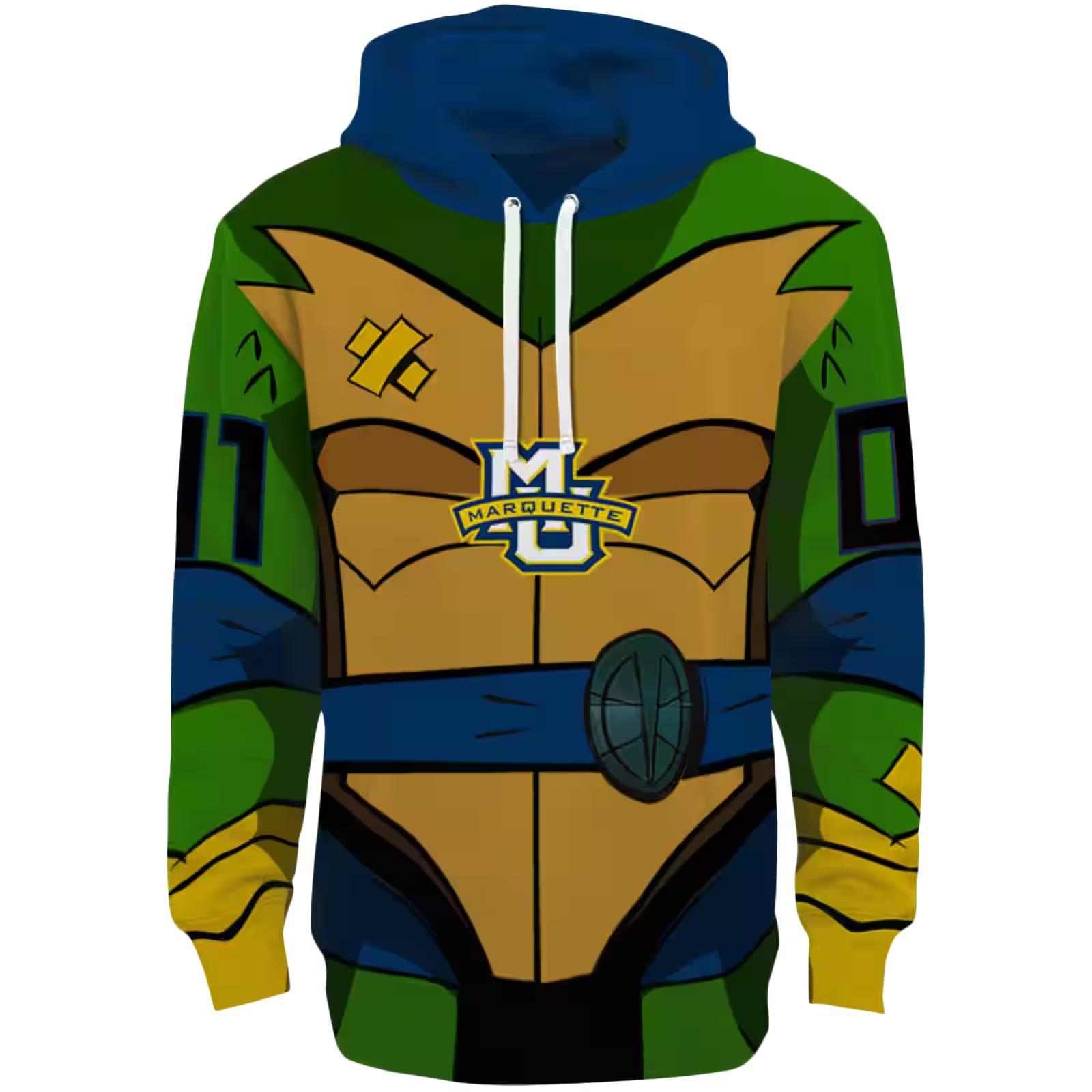 Personalized Marquette Golden Eagles Superhero Armor Blue Green Hoodie