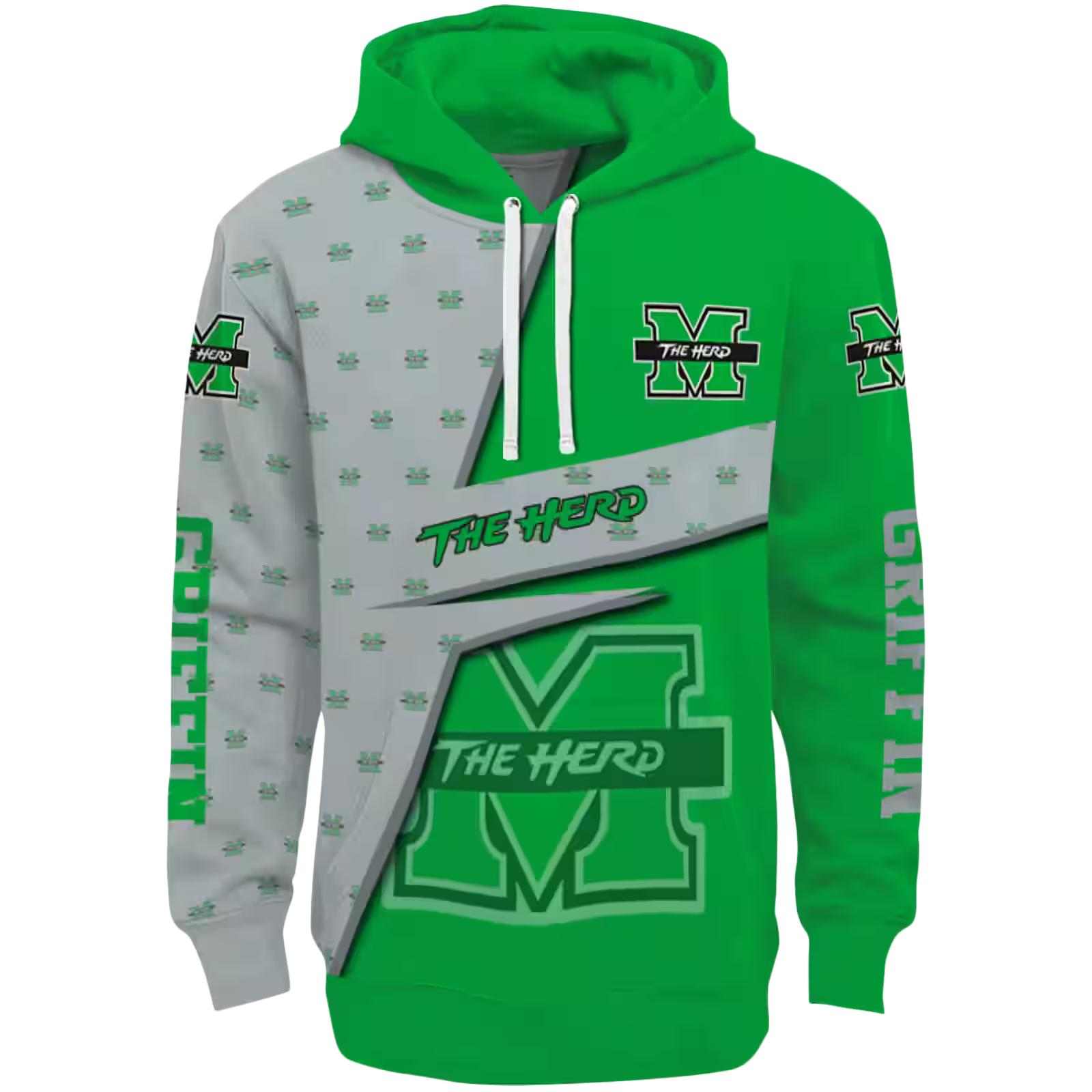 Personalized Marshall Thundering Herd Abstract Shape Green Hoodie