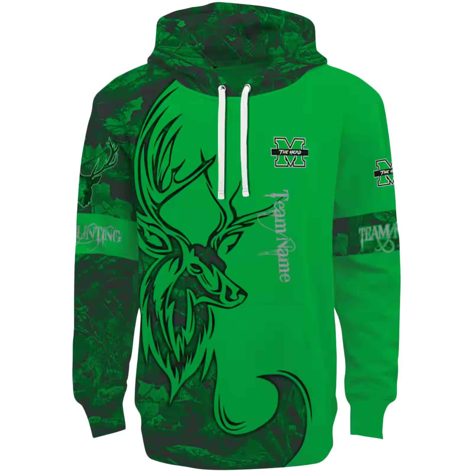 Personalized Marshall Thundering Herd Deer Silhouette Green Hoodie