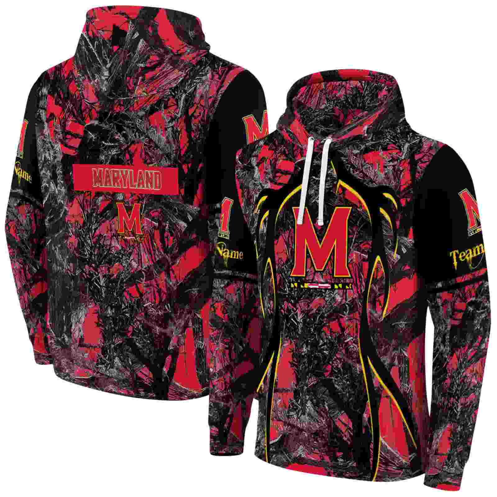 personalized maryland terrapins hunting theme red black hoodie fashion forward
