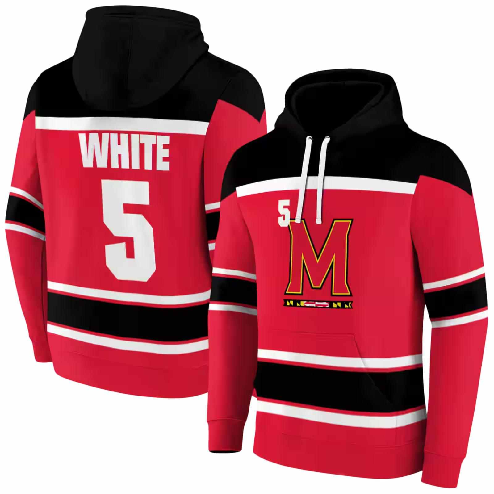 personalized maryland terrapins striped pattern red hoodie fashion forward