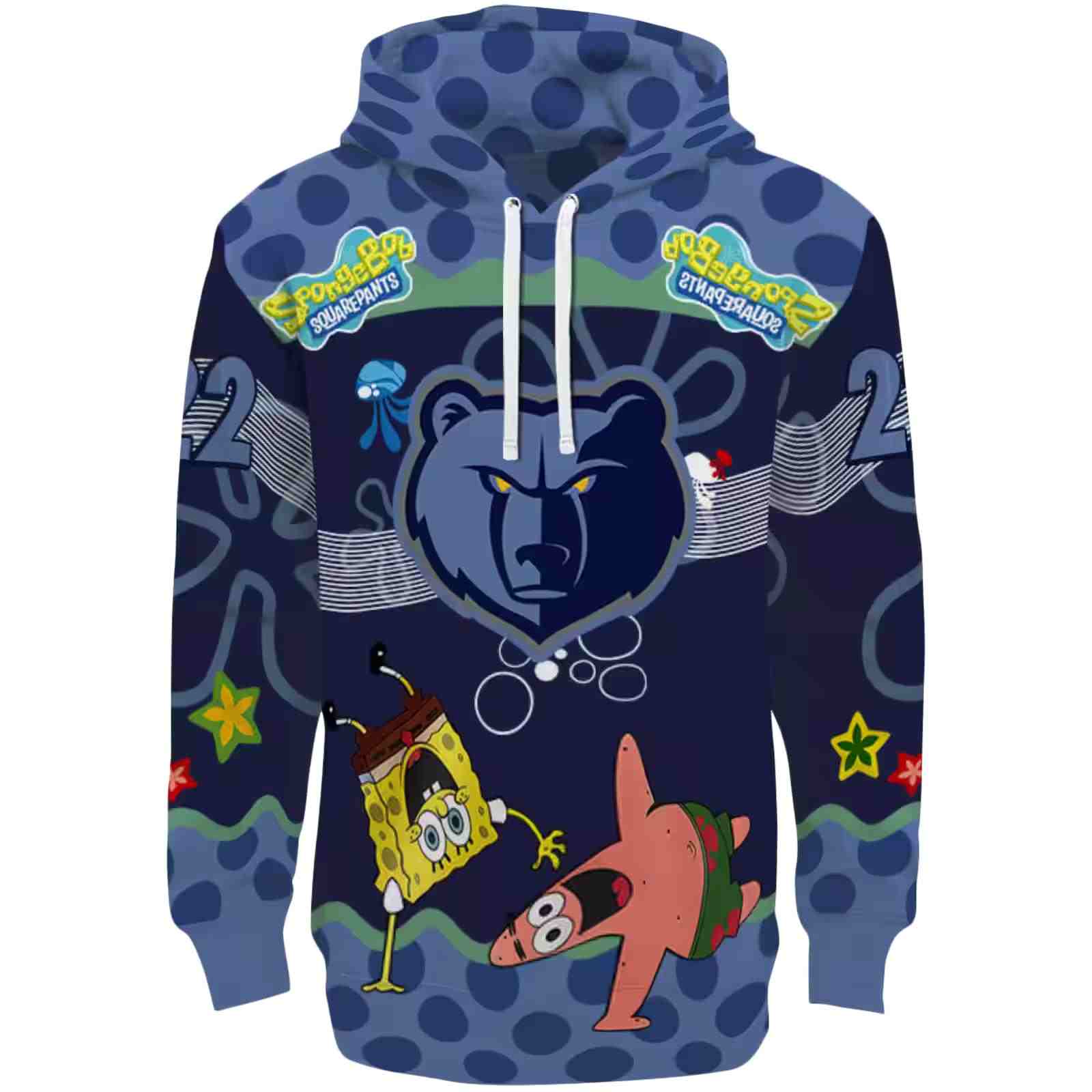 Personalized Memphis Grizzlies Spongebob Patrick Star Blue Navy Hoodie