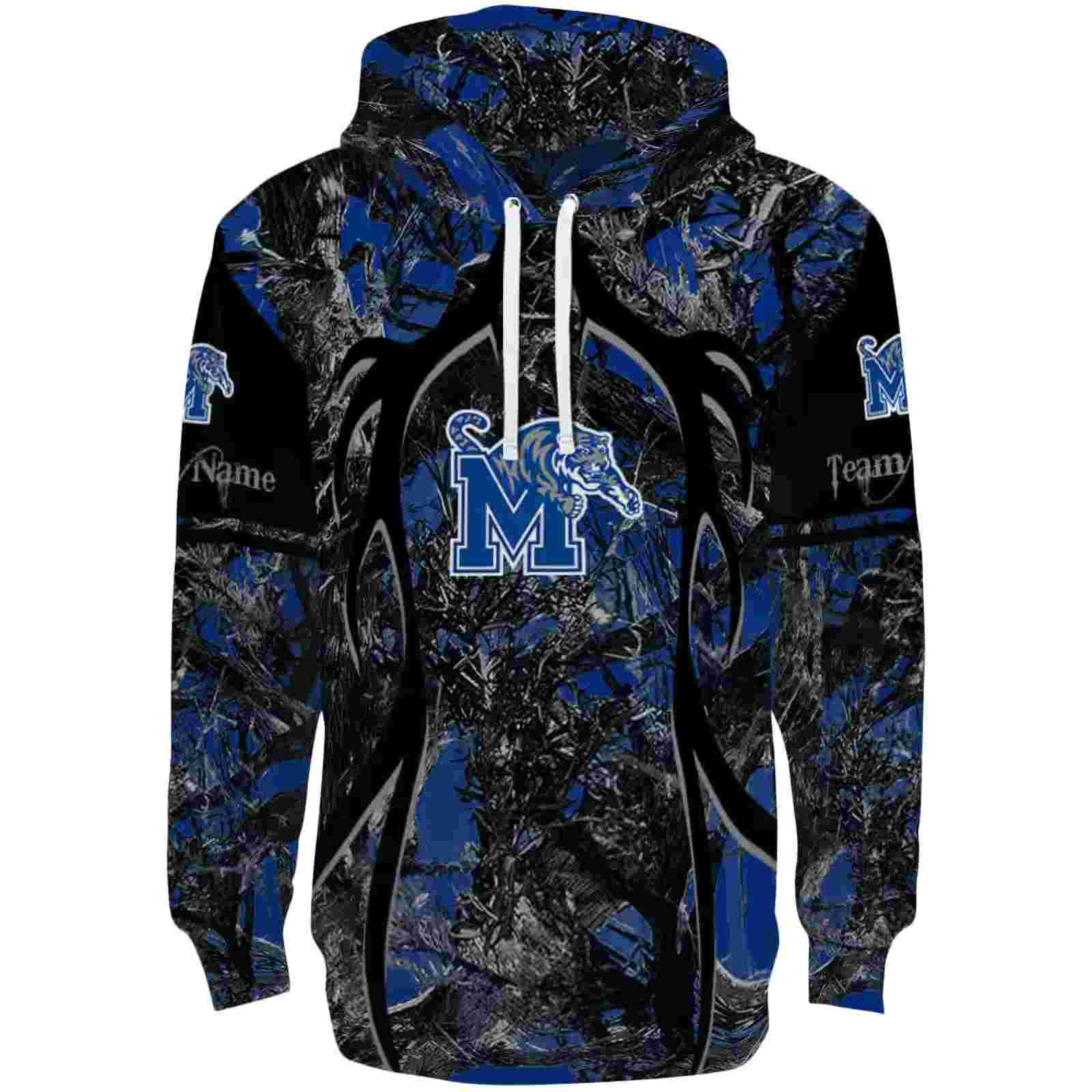 Personalized Memphis Tigers Hunting Theme Blue Black Hoodie