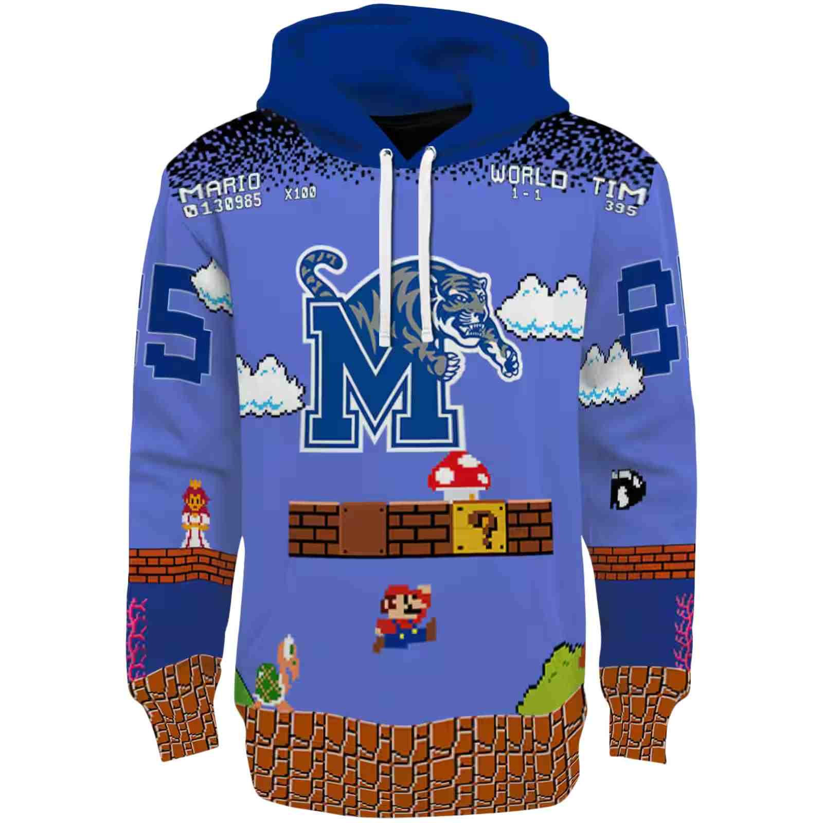 Personalized Memphis Tigers Mario Blue Black Hoodie