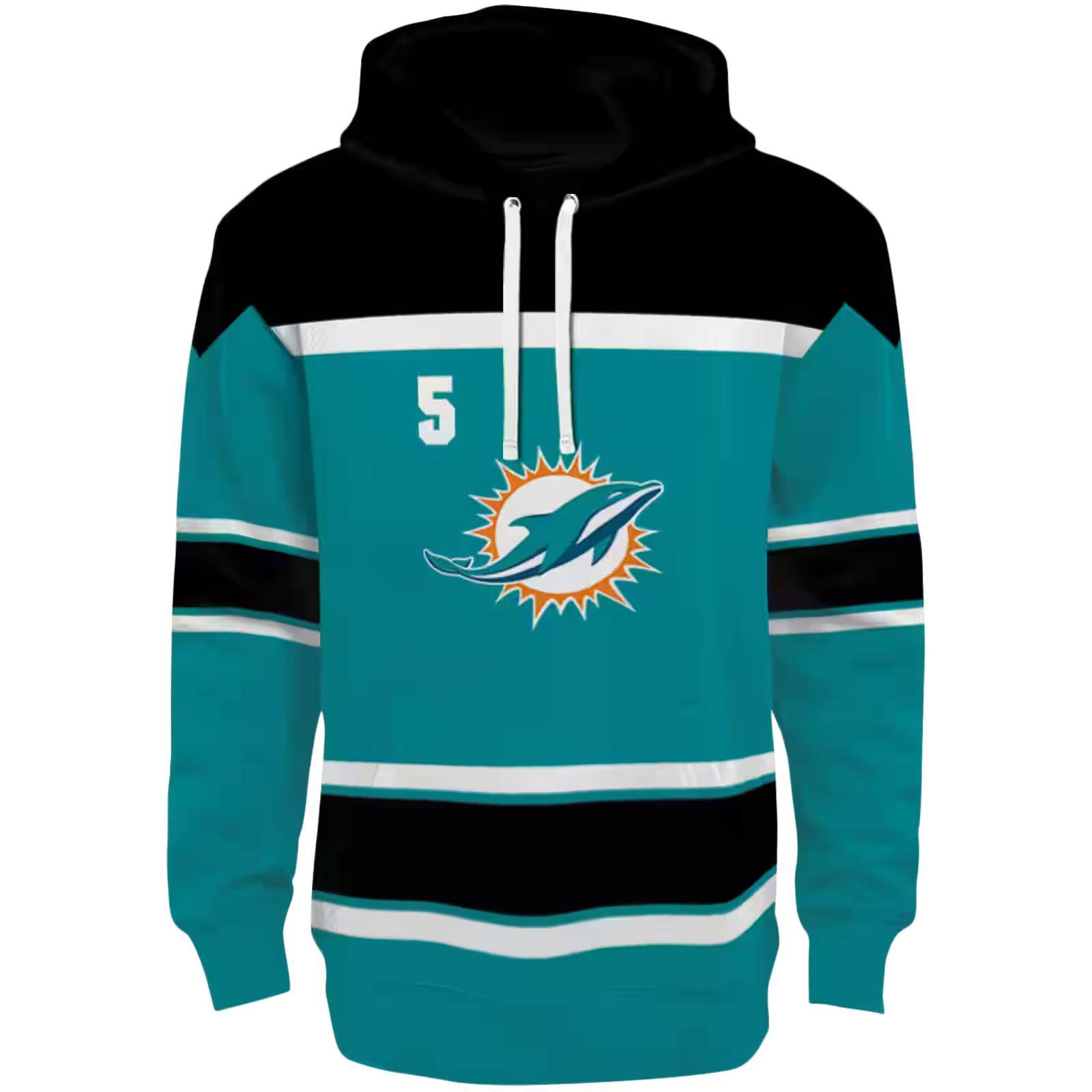 Personalized Miami Dolphins Striped Pattern Aqua Hoodie