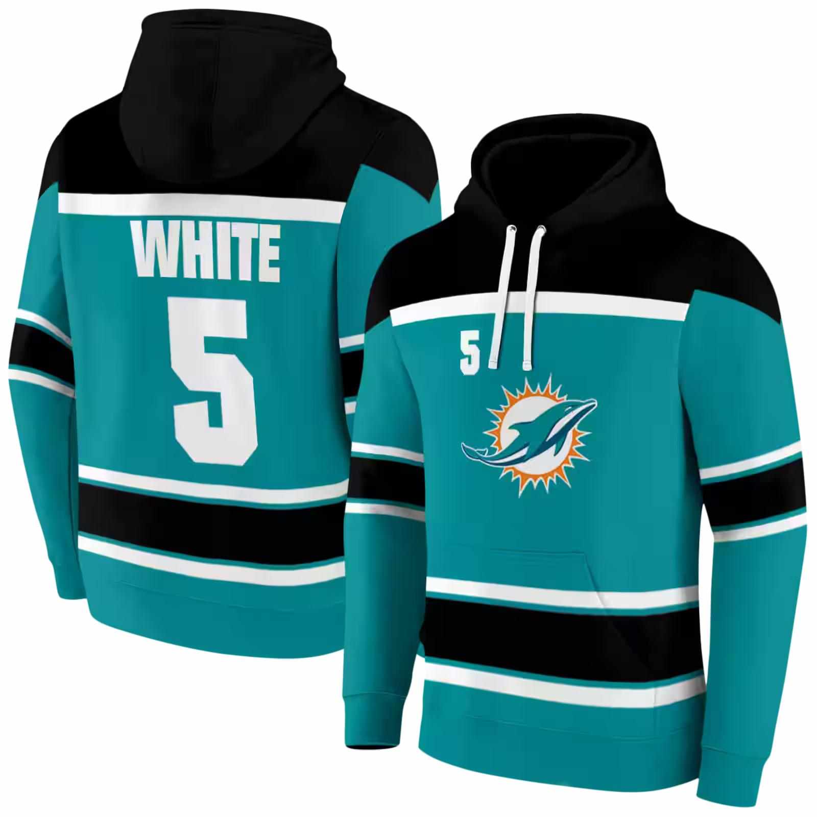 personalized miami dolphins striped pattern aqua hoodie fashion forward