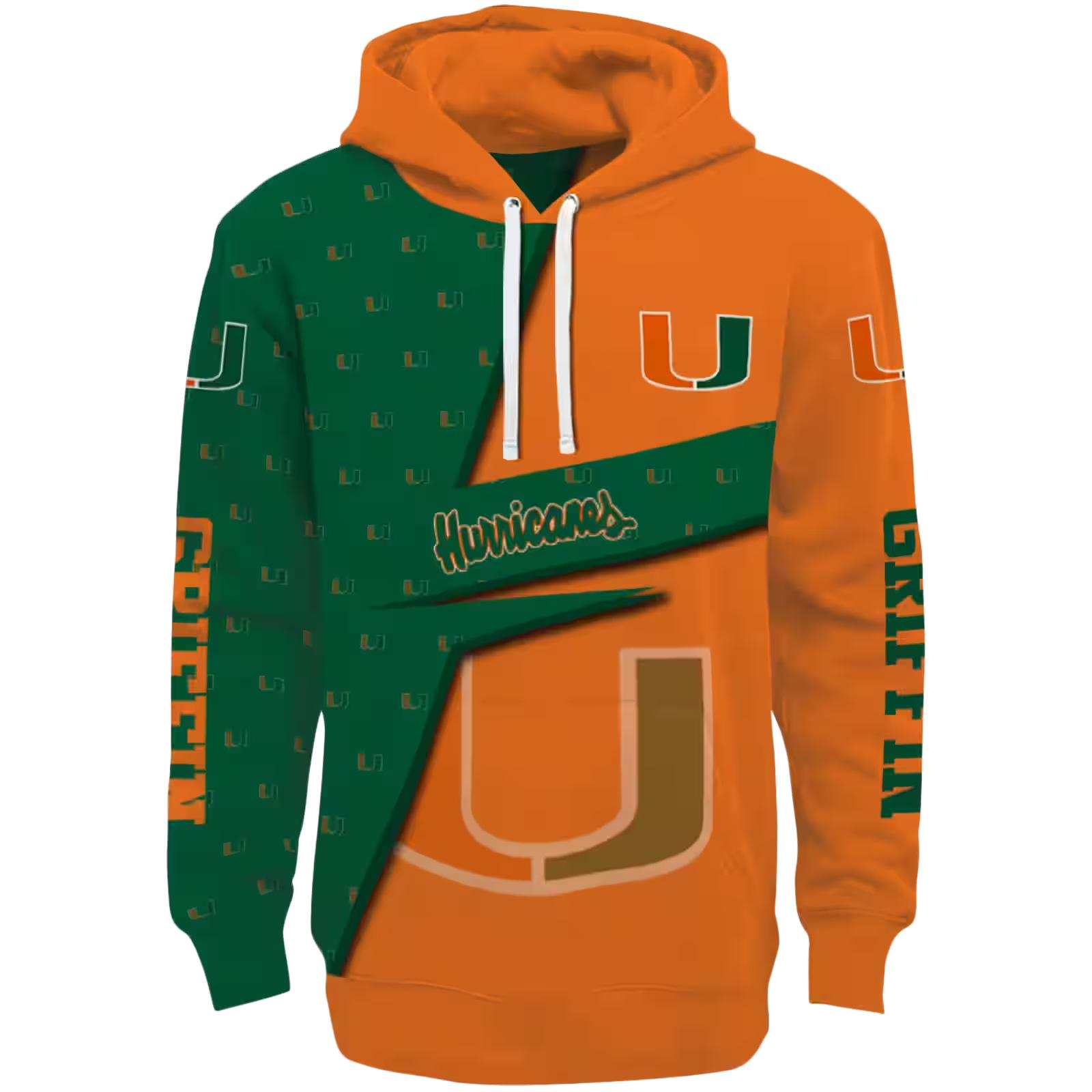 Personalized Miami Hurricanes Abstract Shape Orange Hoodie