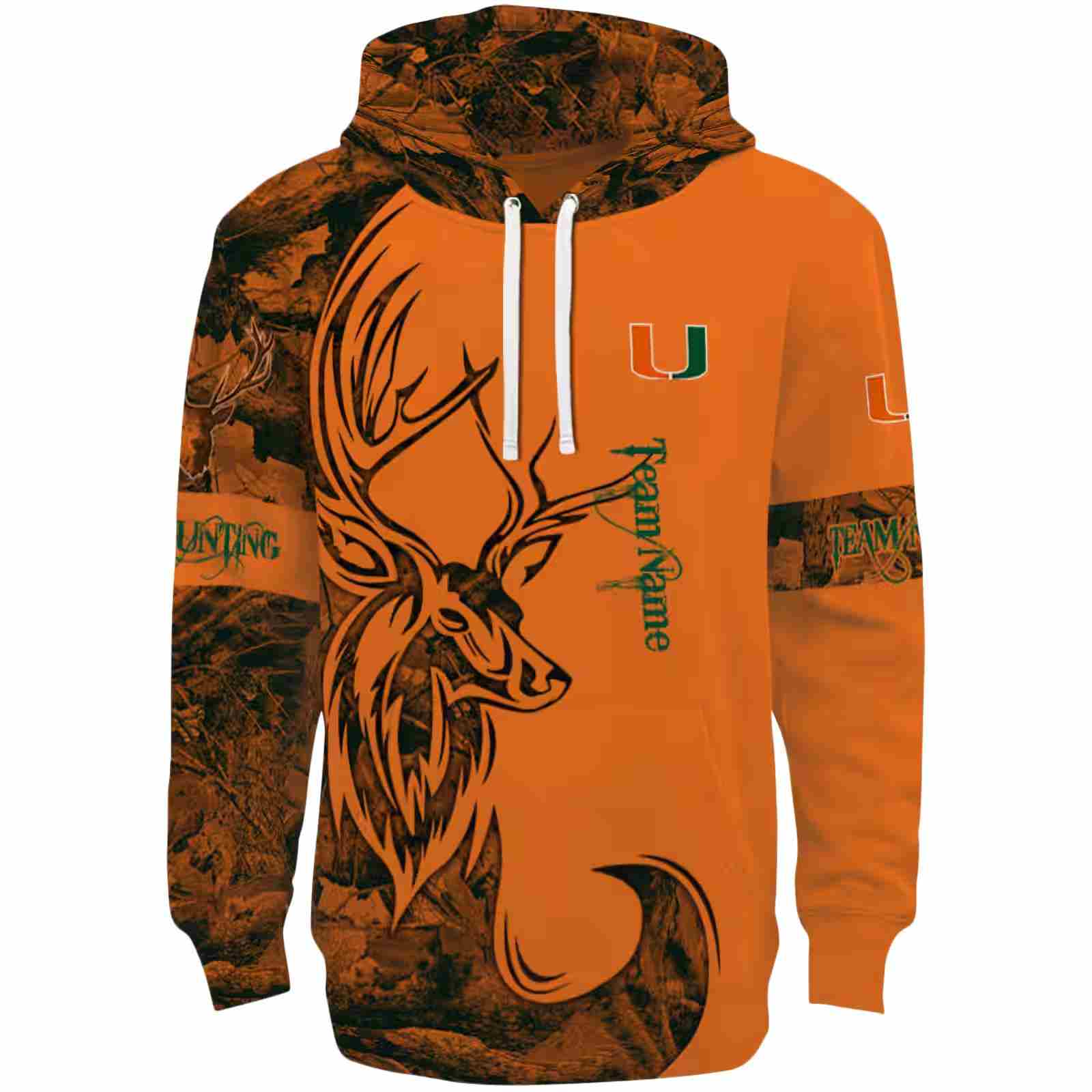 Personalized Miami Hurricanes Deer Silhouette Orange Hoodie