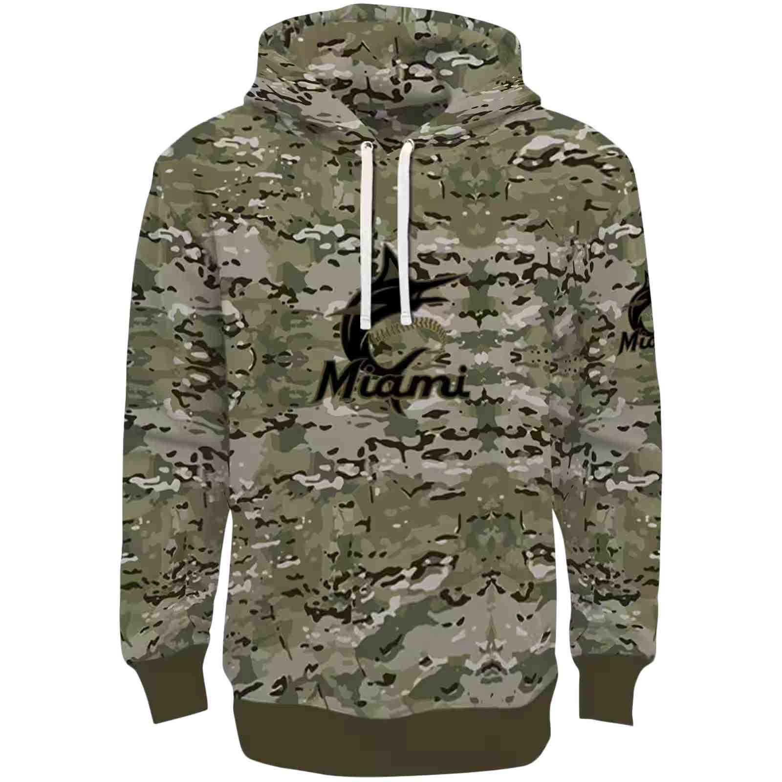 Personalized Miami Marlins Military Style Hoodie