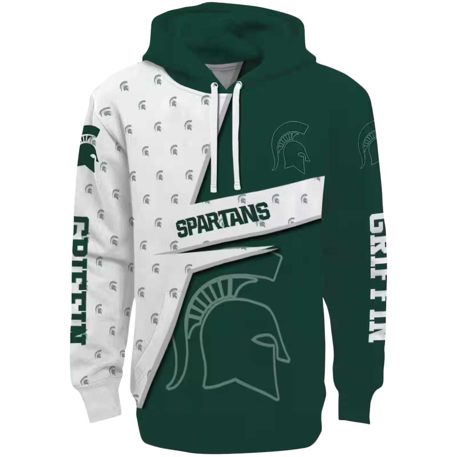 Personalized Michigan State Spartans Abstract Shape Green Hoodie