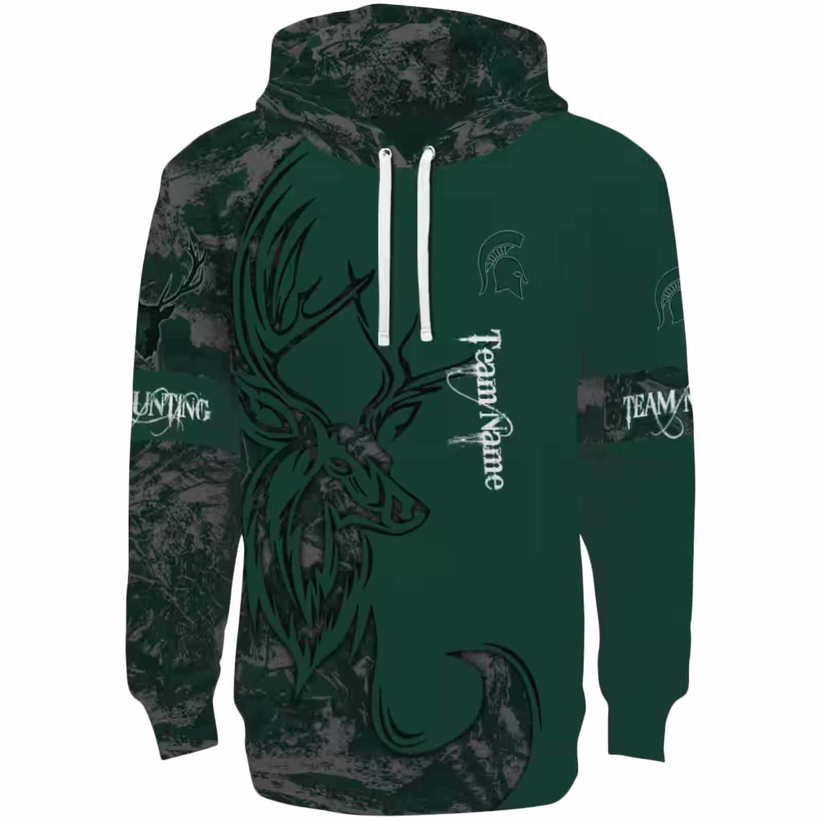 Personalized Michigan State Spartans Deer Silhouette Green Hoodie