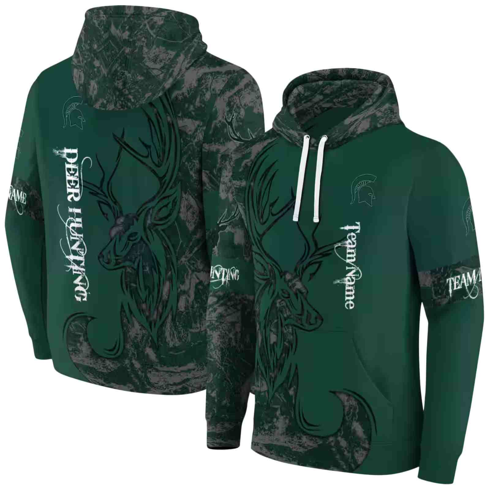 personalized michigan state spartans deer silhouette green hoodie fashion forward