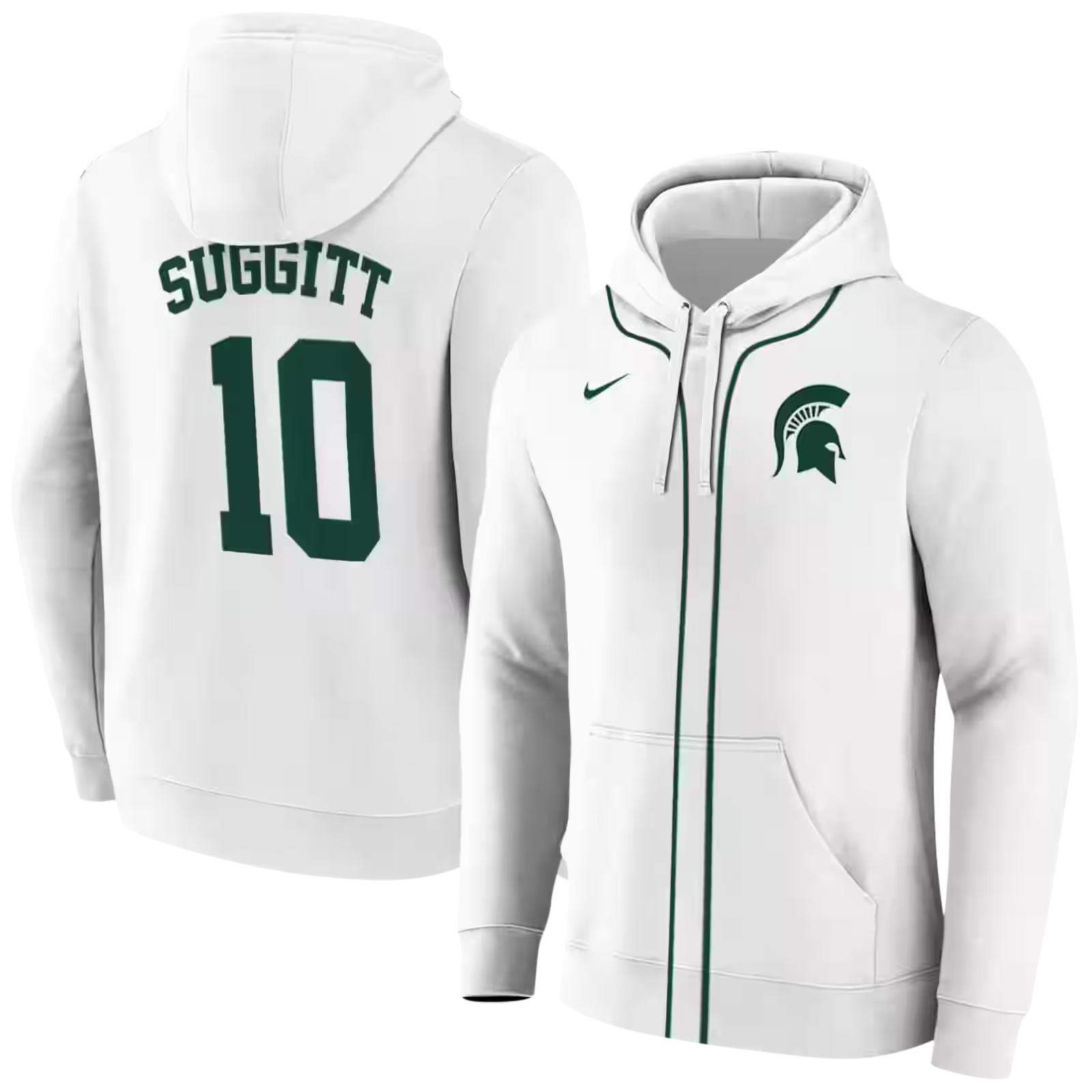 personalized michigan state spartans sporty stripe white hoodie fashion forward