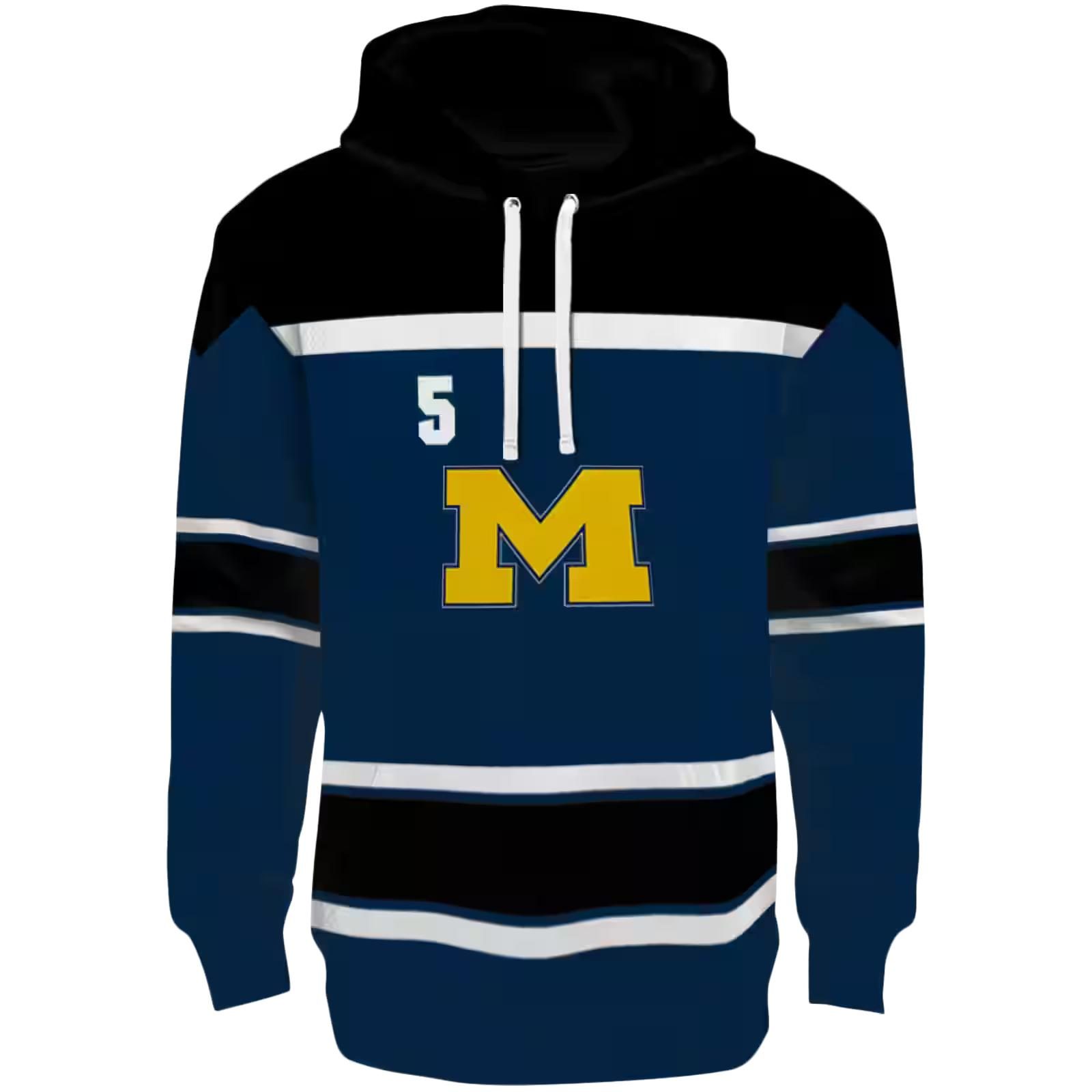 Personalized Michigan Wolverines Striped Pattern Blue Hoodie