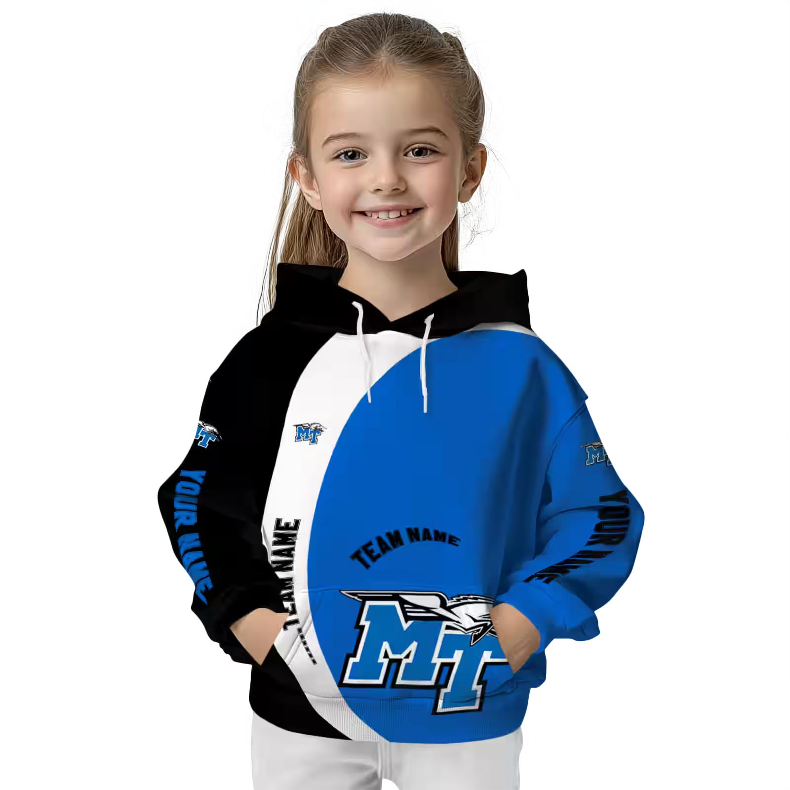 Personalized Middle Tennessee Blue Raiders Minimalist Design Blue Black Hoodie