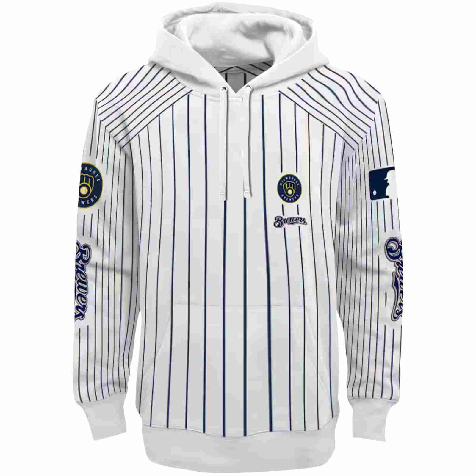 Personalized Milwaukee Brewers Pinstripe Pattern Navy Blue White Hoodie