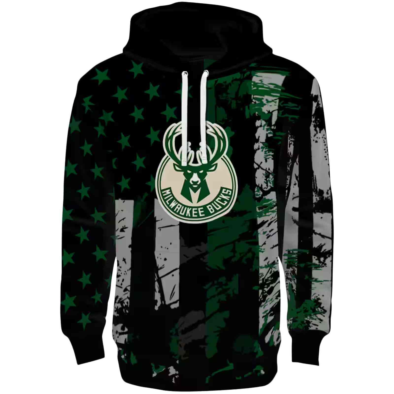 Personalized Milwaukee Bucks Distressed Flag Green Black Hoodie