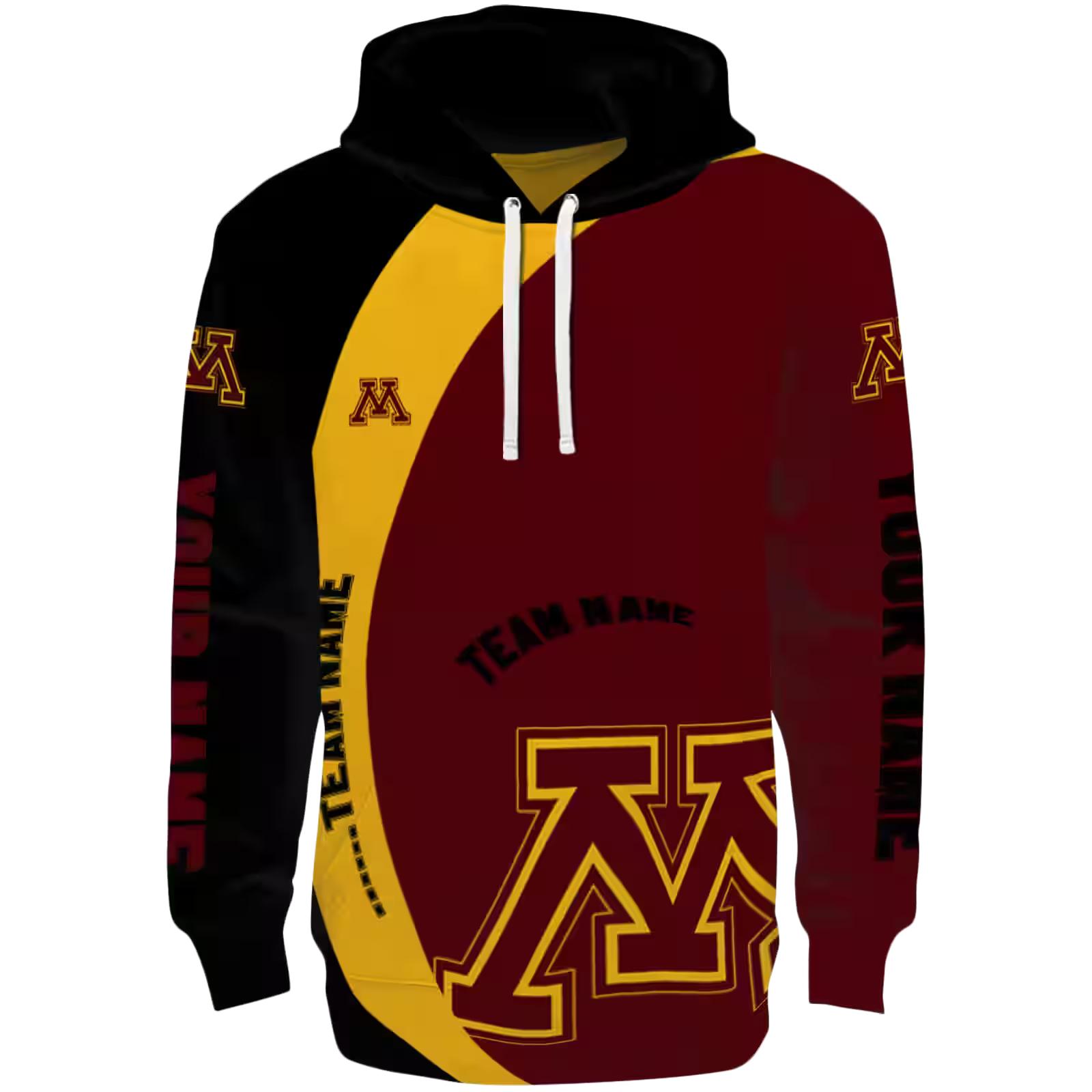 Personalized Minnesota Golden Gophers Minimalist Design Maroon Black Hoodie