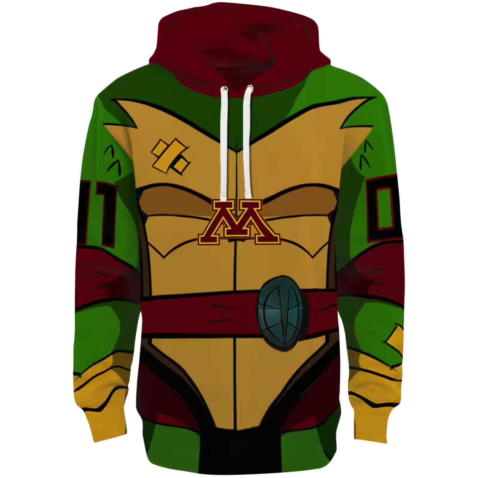 Personalized Minnesota Golden Gophers Superhero Armor Maroon Green Hoodie