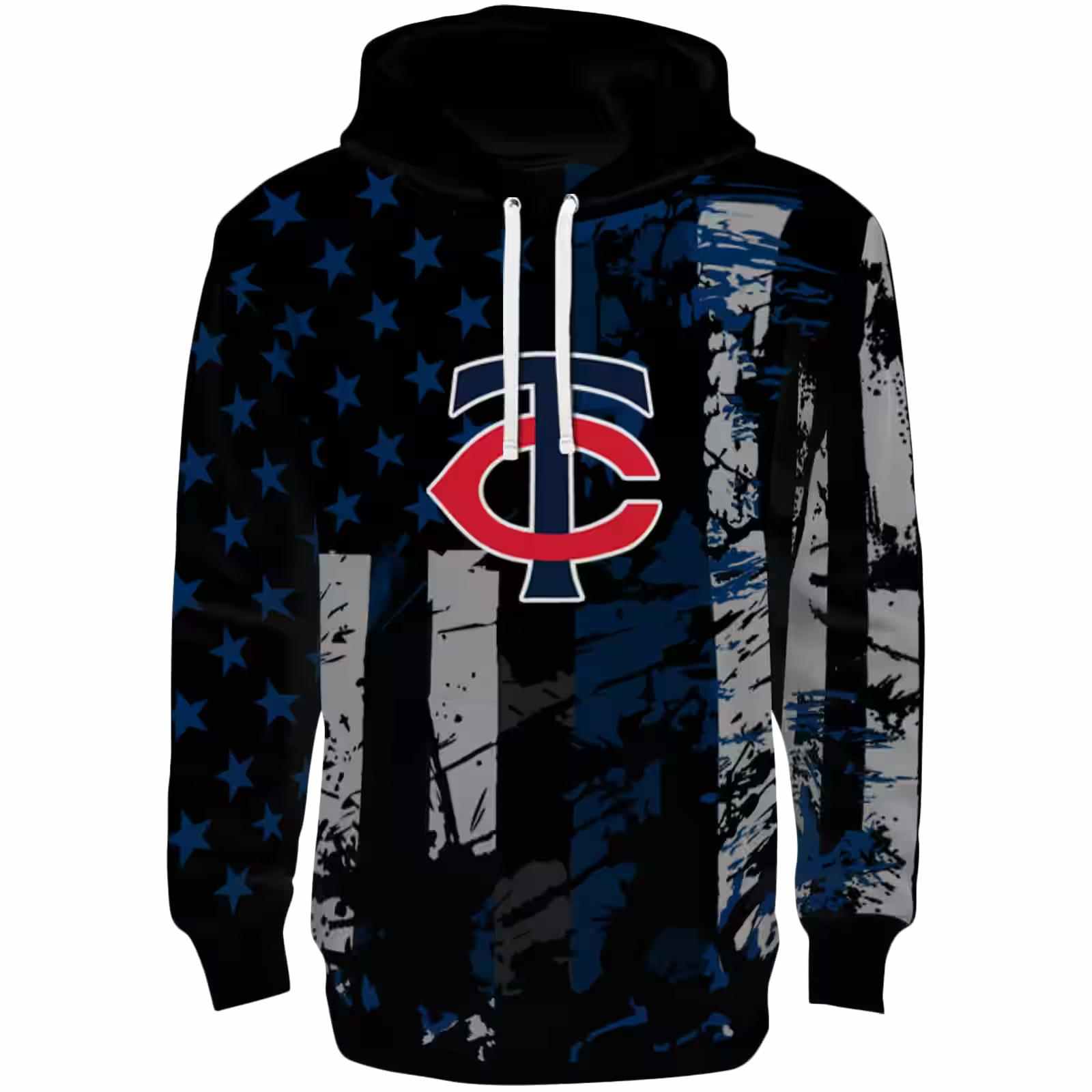 Personalized Minnesota Twins Distressed Flag Navy Black Hoodie