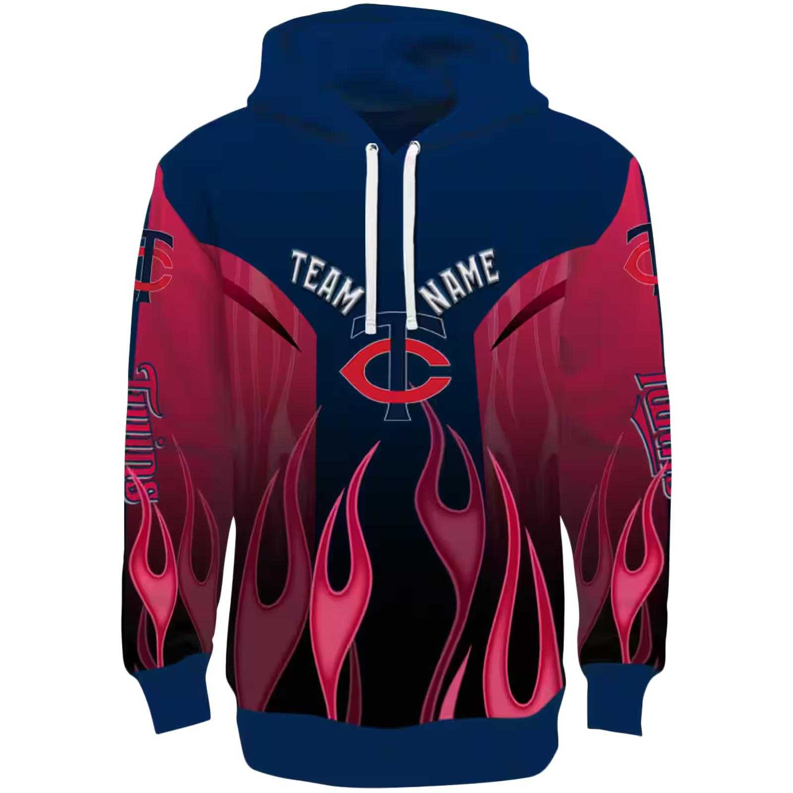 Personalized Minnesota Twins Flame Design Navy Hoodie