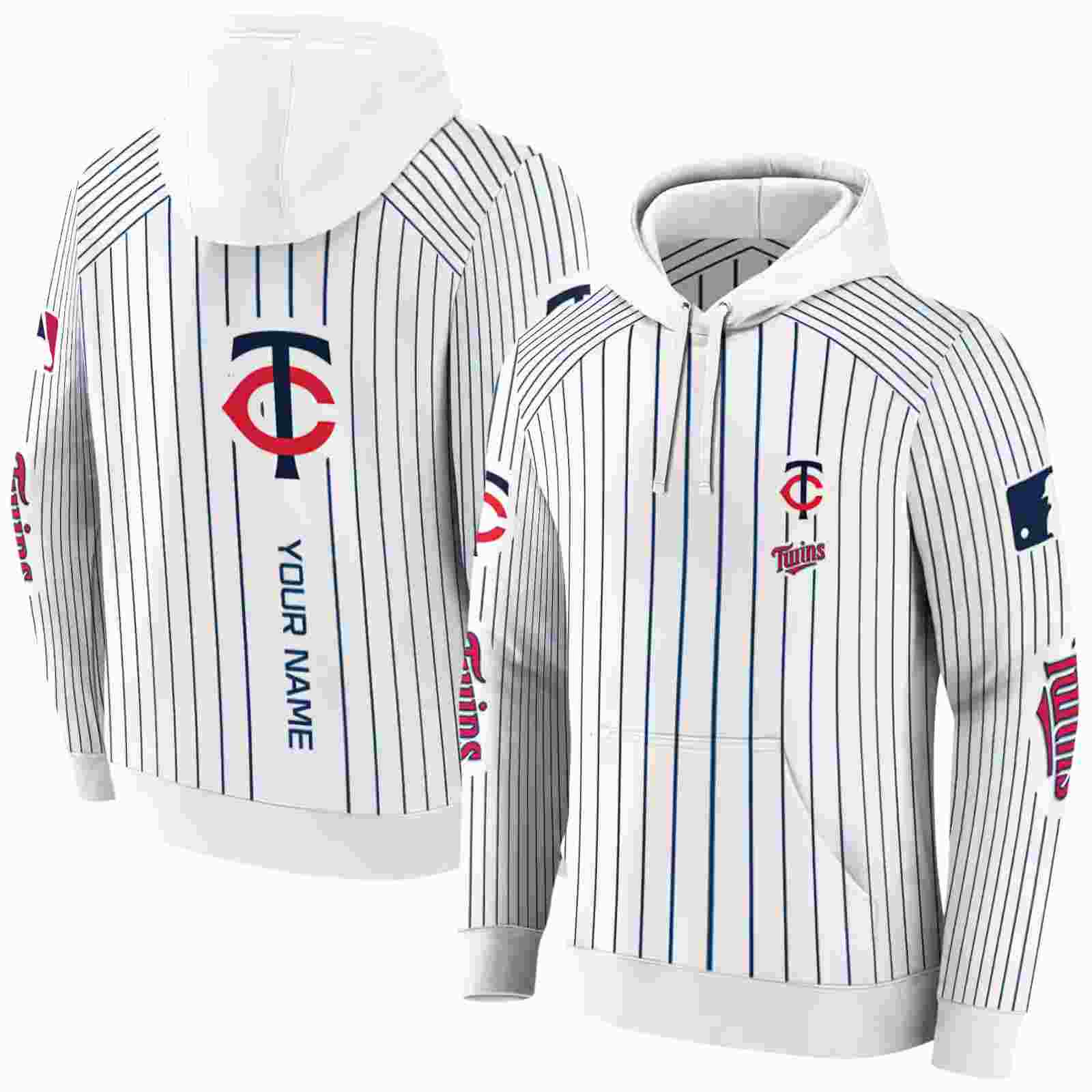 personalized minnesota twins pinstripe pattern navy white hoodie fashion forward