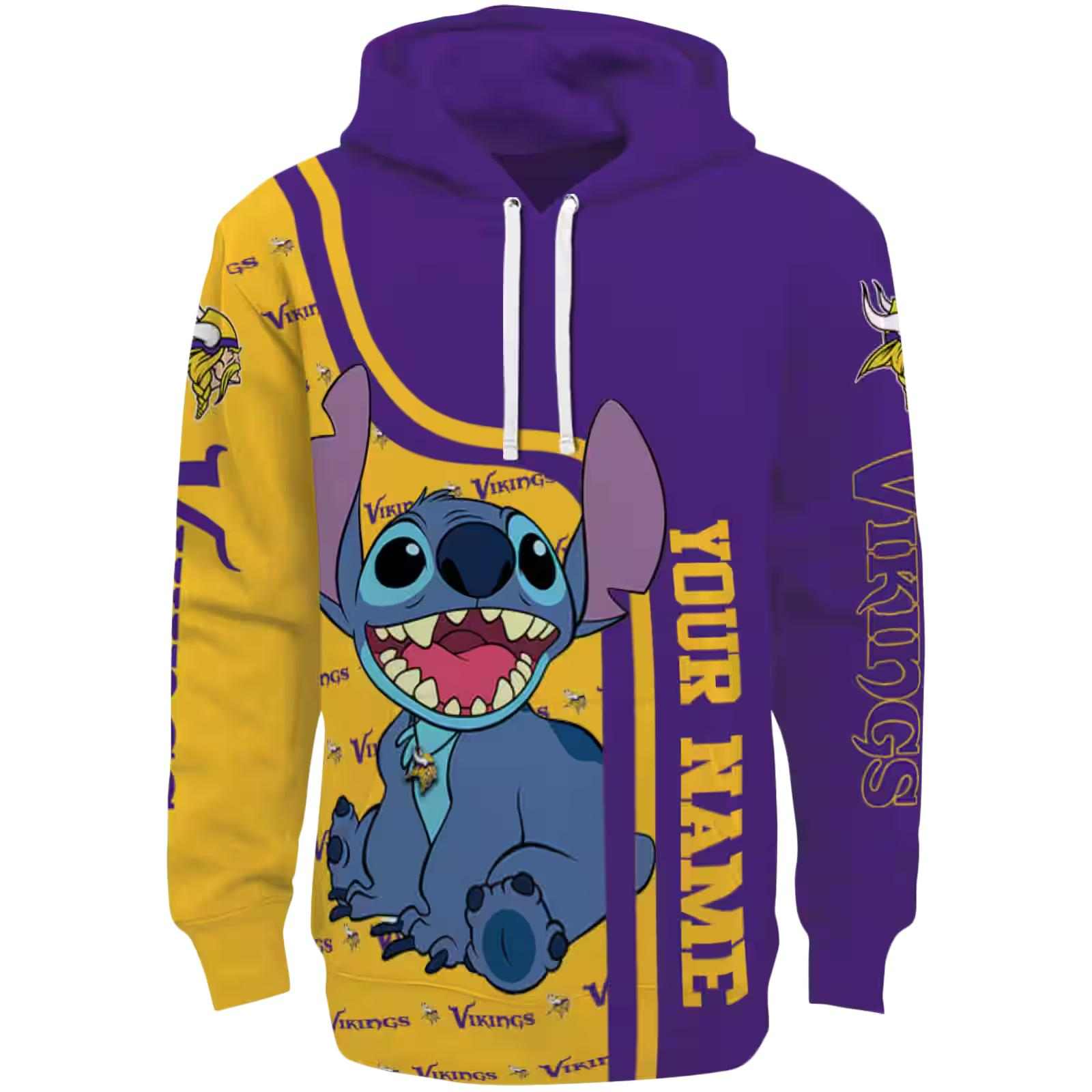 Personalized Minnesota Vikings Stitch Purple Hoodie