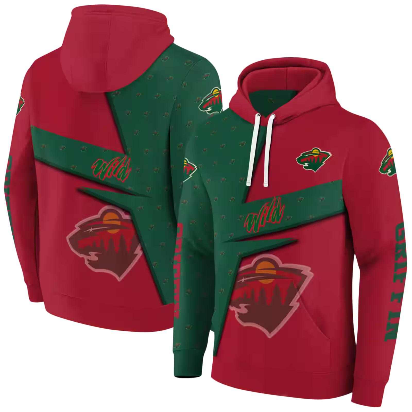 personalized minnesota wild abstract shape red hoodie fashion forward