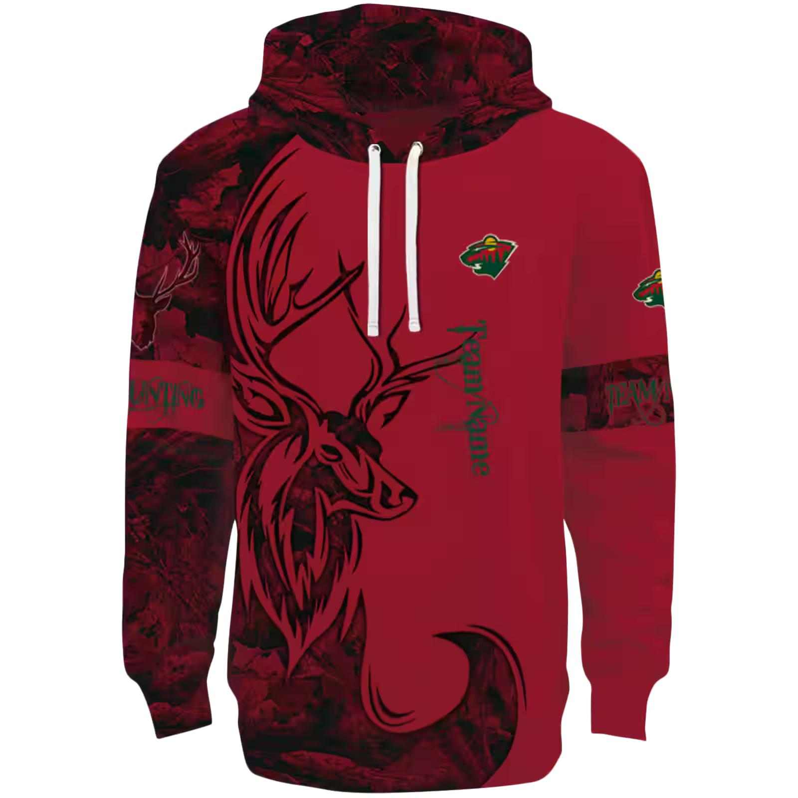 Personalized Minnesota Wild Deer Silhouette Red Hoodie