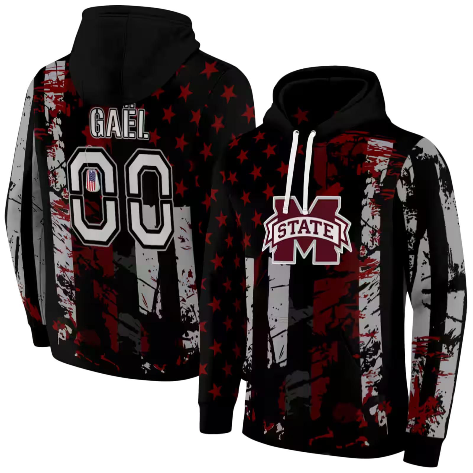 personalized mississippi state bulldogs distressed flag maroon black hoodie fashion forward