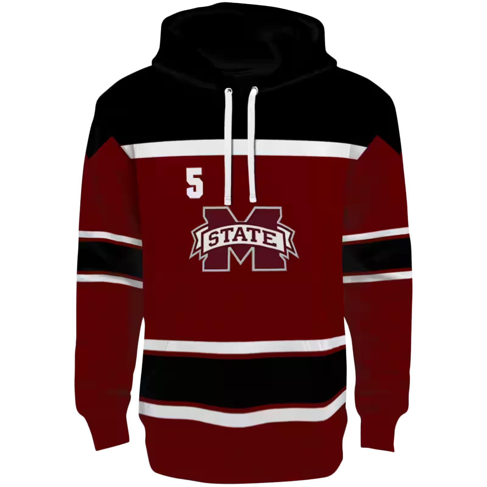 Personalized Mississippi State Bulldogs Striped Pattern Maroon Hoodie