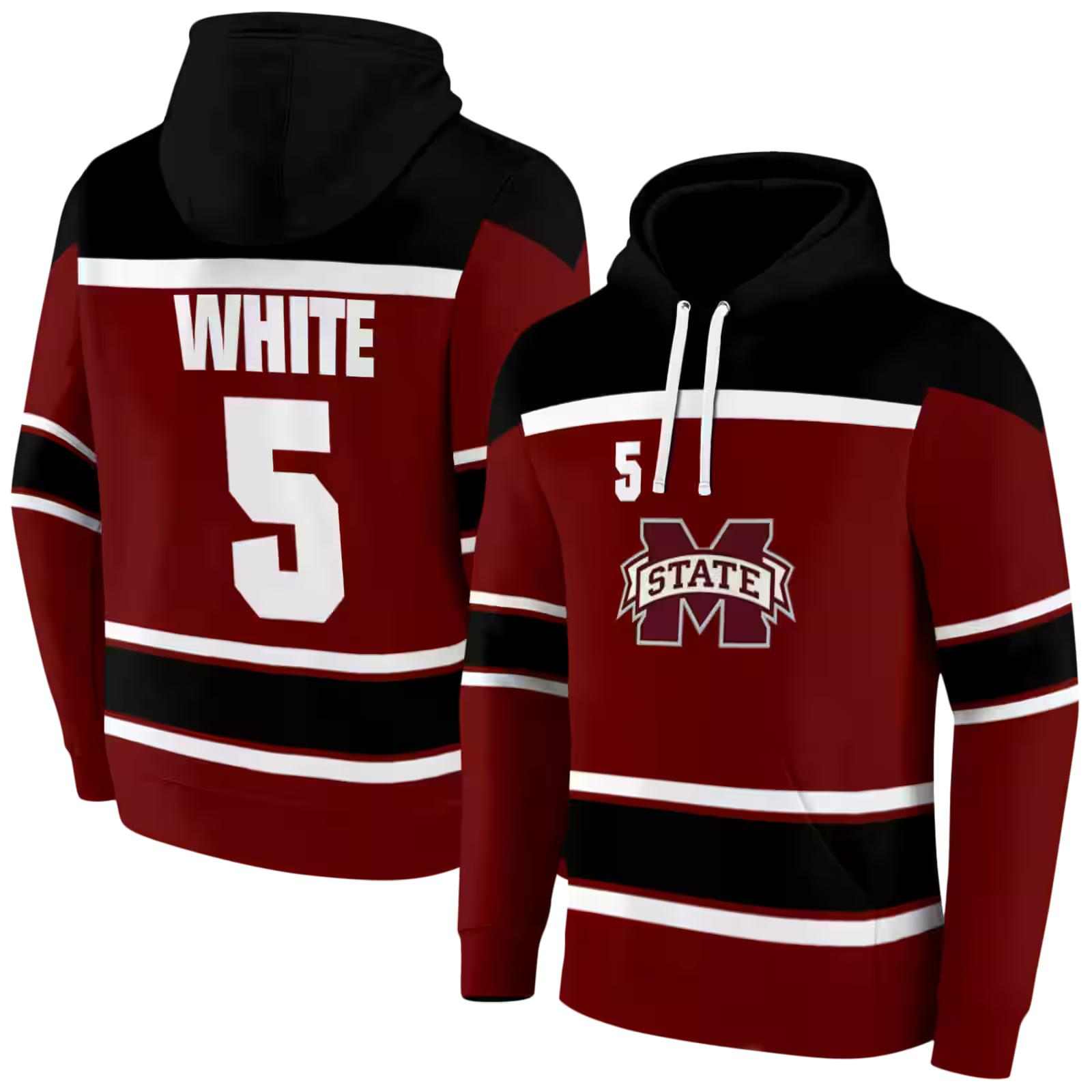 personalized mississippi state bulldogs striped pattern maroon hoodie fashion forward